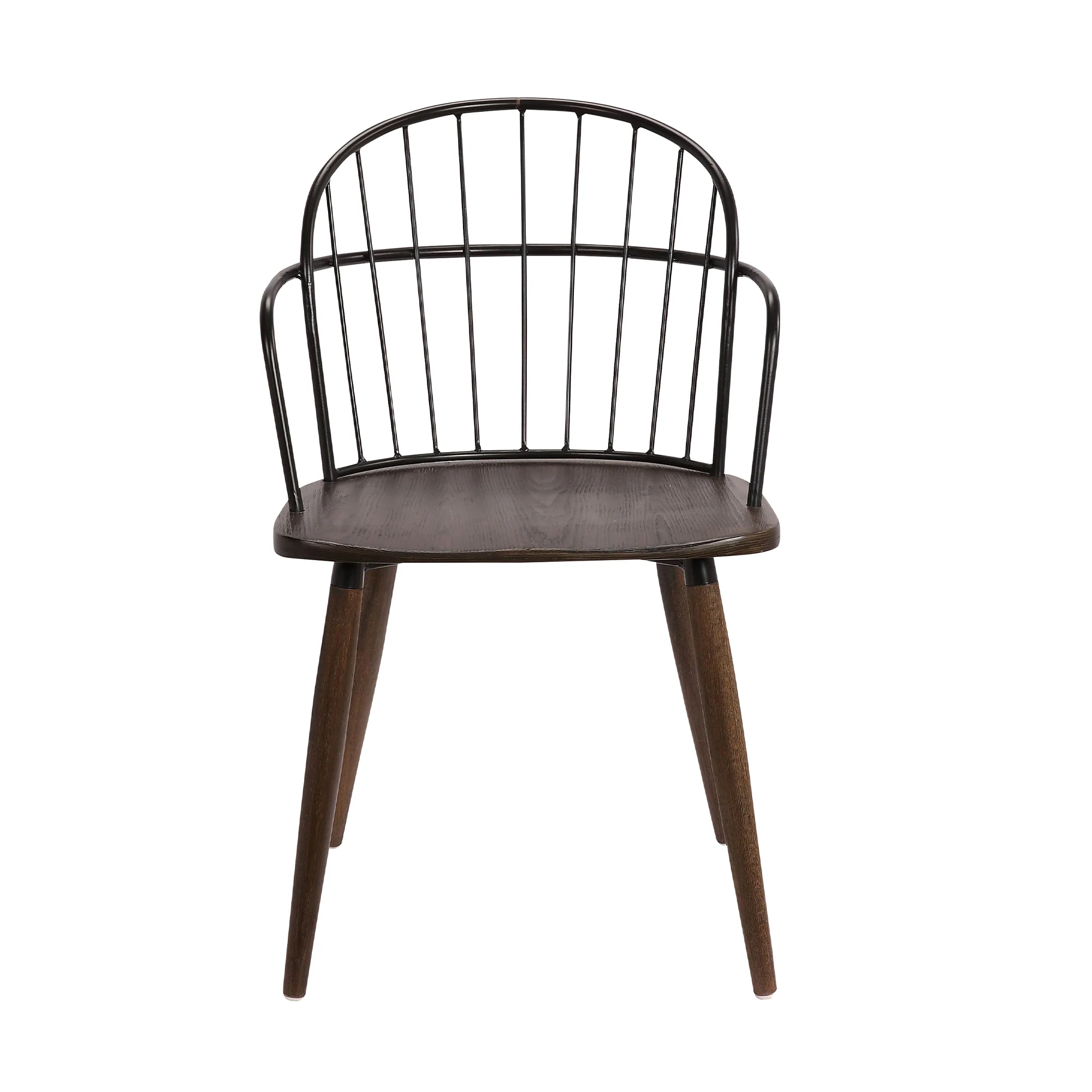 Bradley Steel Framed Side Chair in Black Powder Coated Finish and Walnut Glazed Wood By Armen Living - Image 2