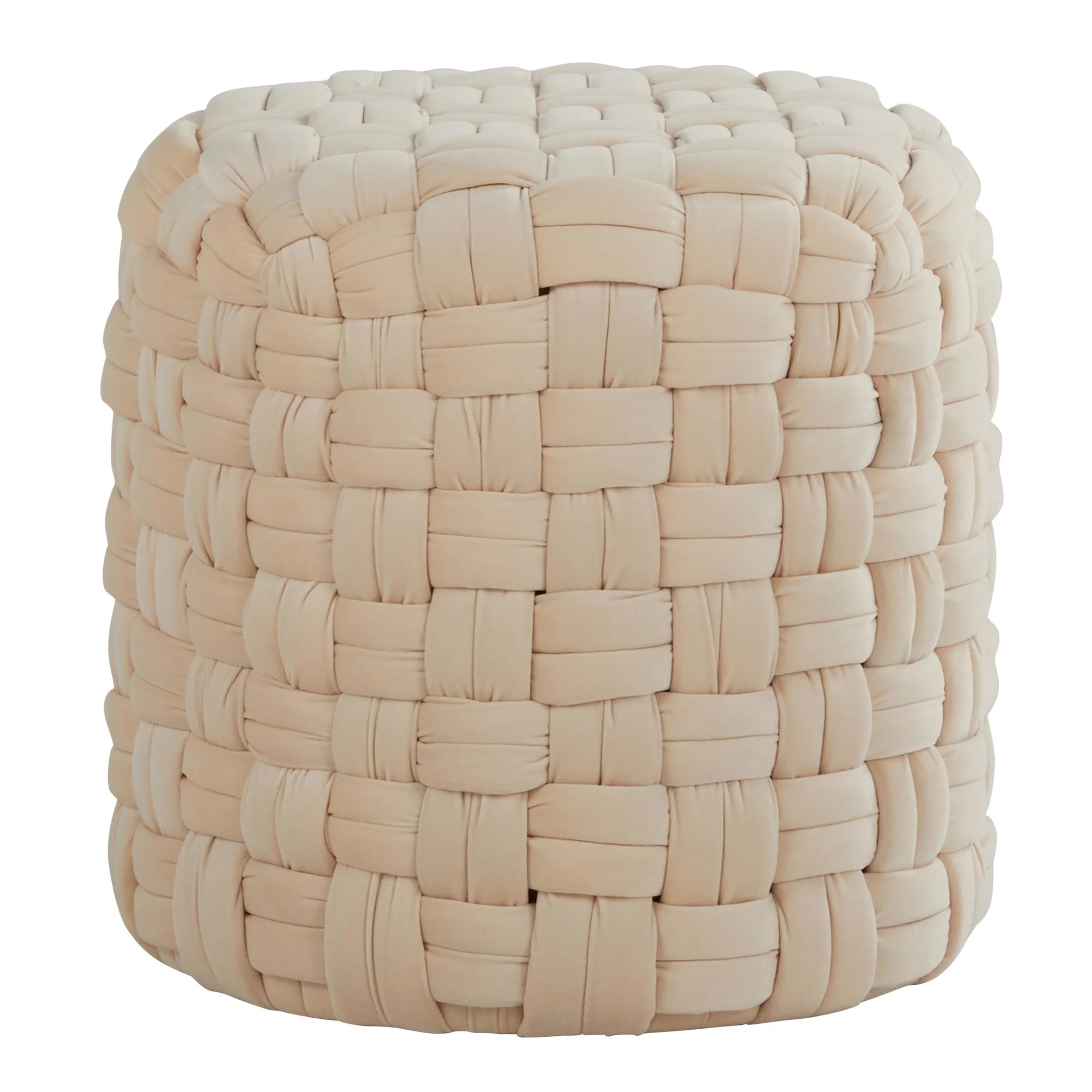 Braided Round 16" Ottoman Cream By LumiSource - Image 2