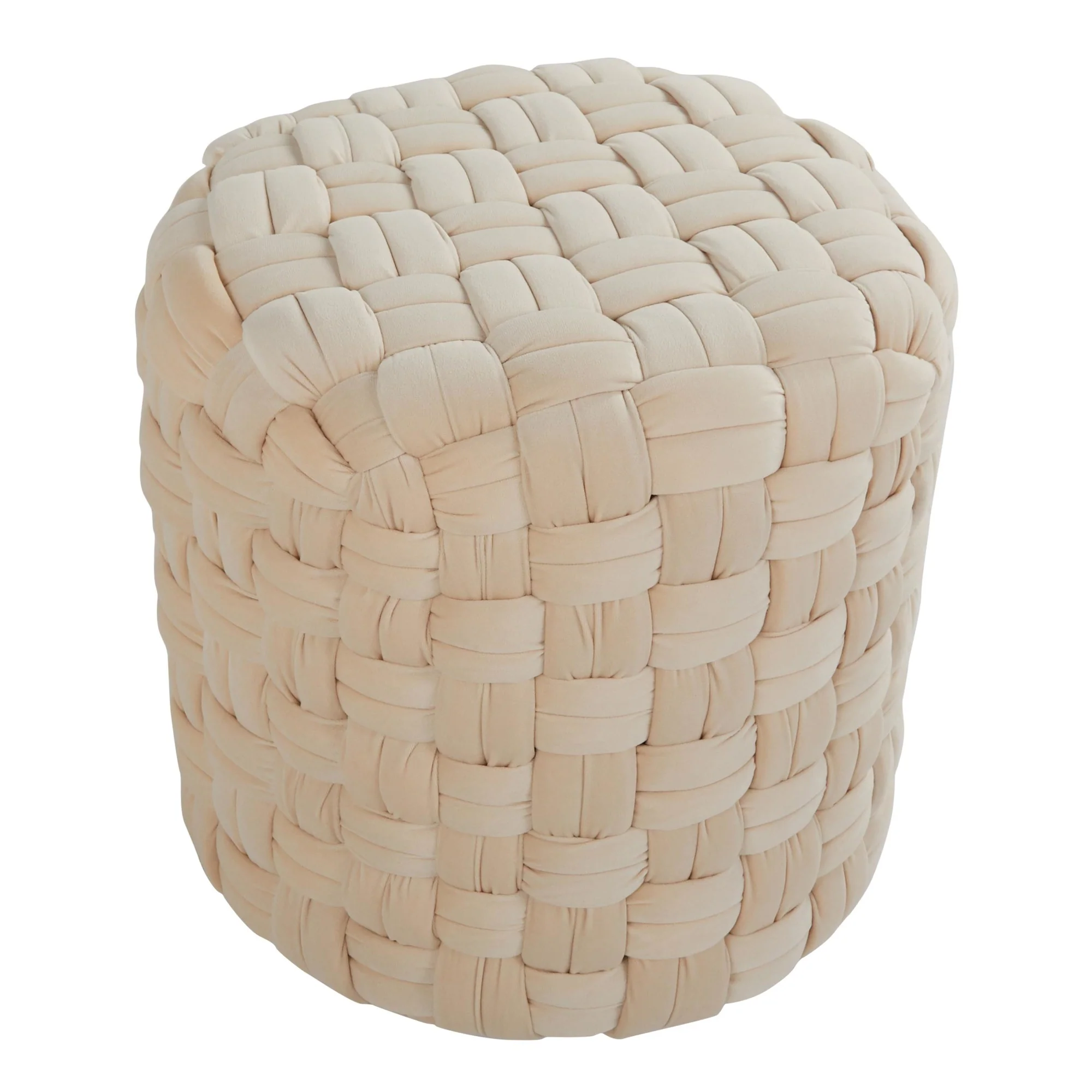 Braided Round 16" Ottoman Cream By LumiSource - Image 4