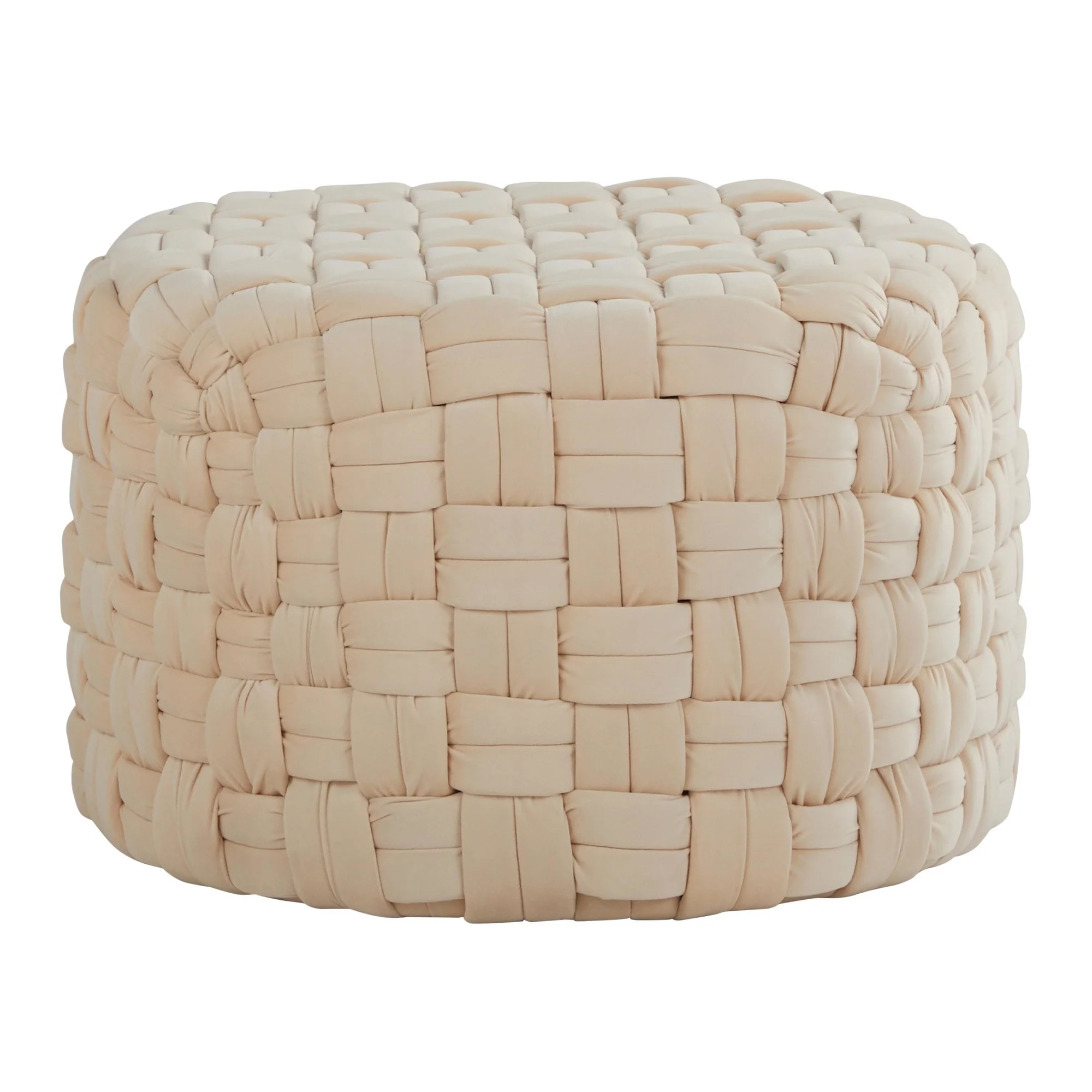Braided Round 24" Ottoman Cream By LumiSource - Image 2
