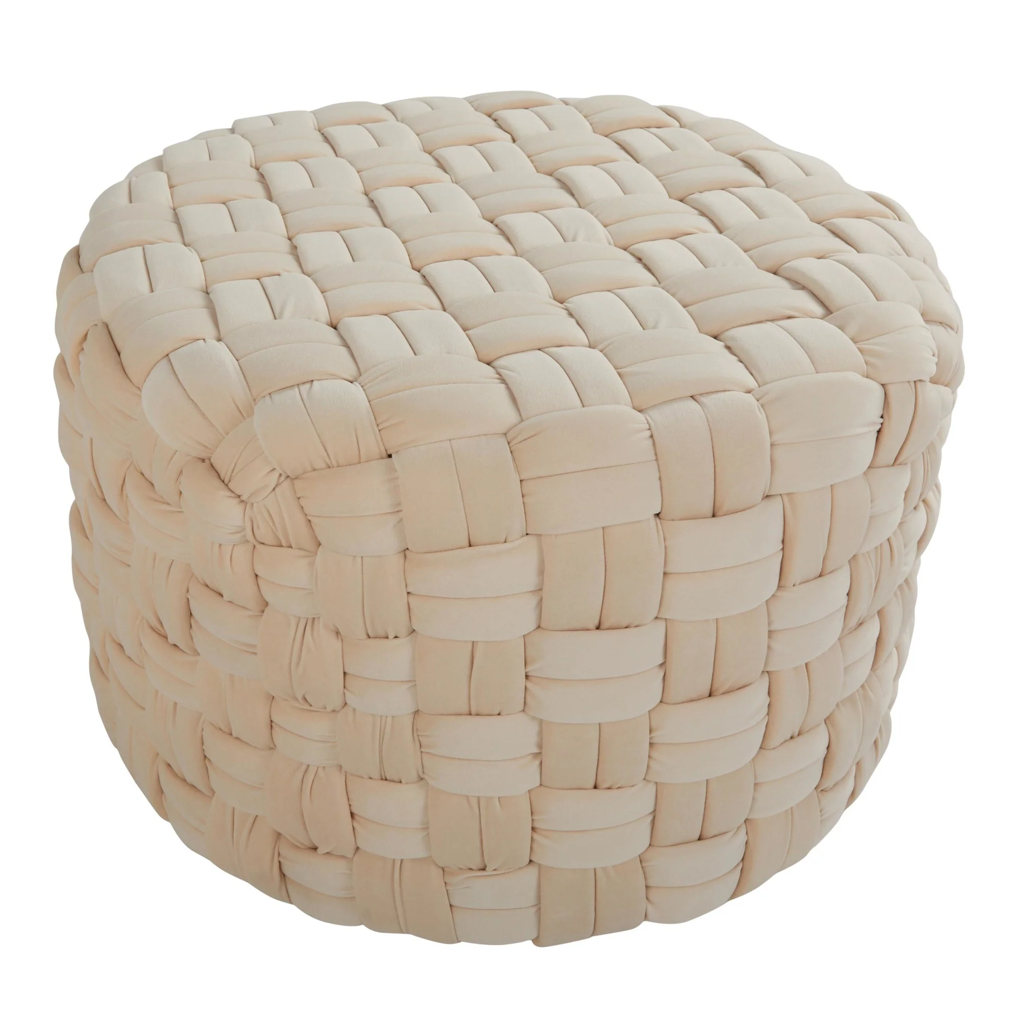 Braided Round 24" Ottoman Cream By LumiSource - Image 4