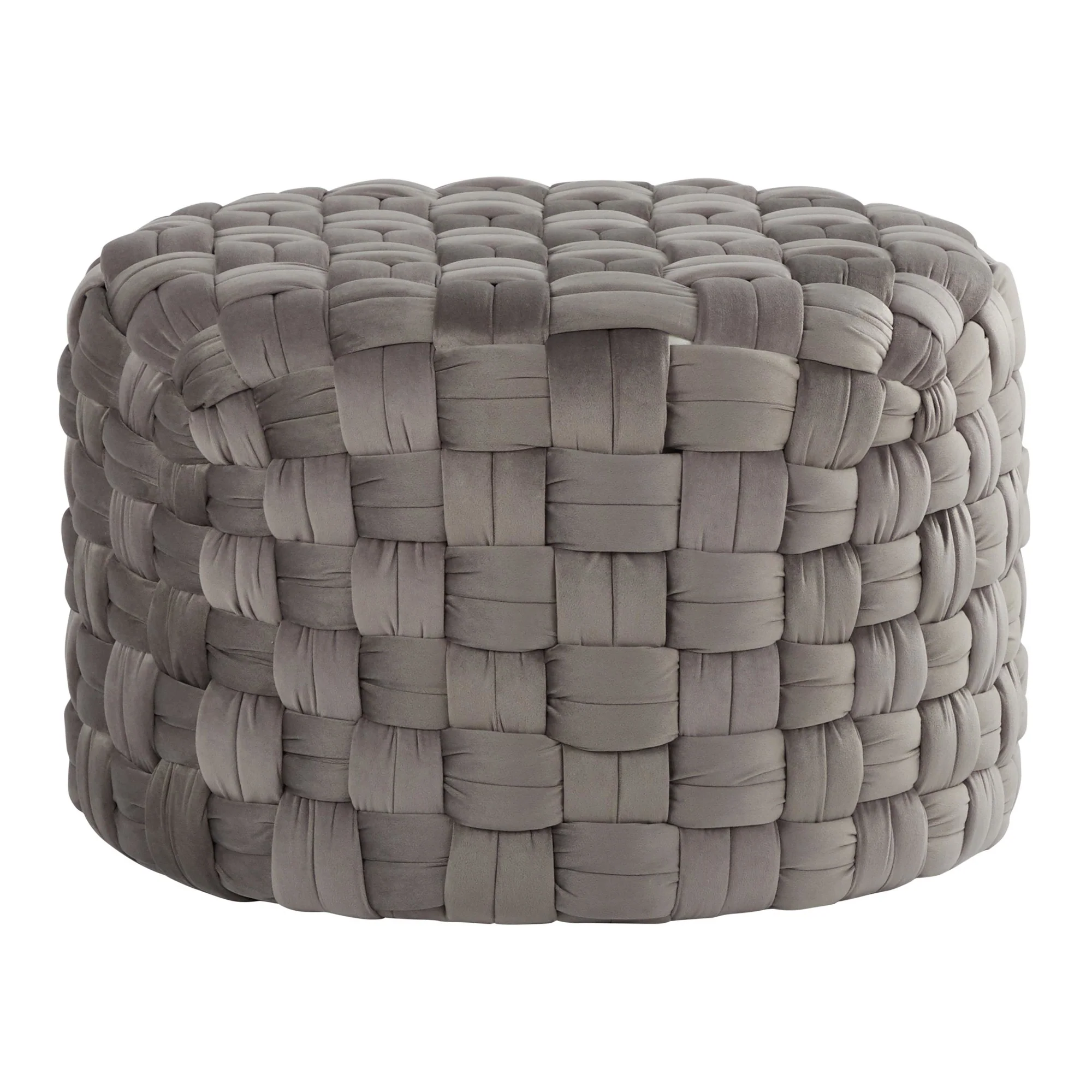 Braided Round 24" Ottoman Cream By LumiSource - Image 5