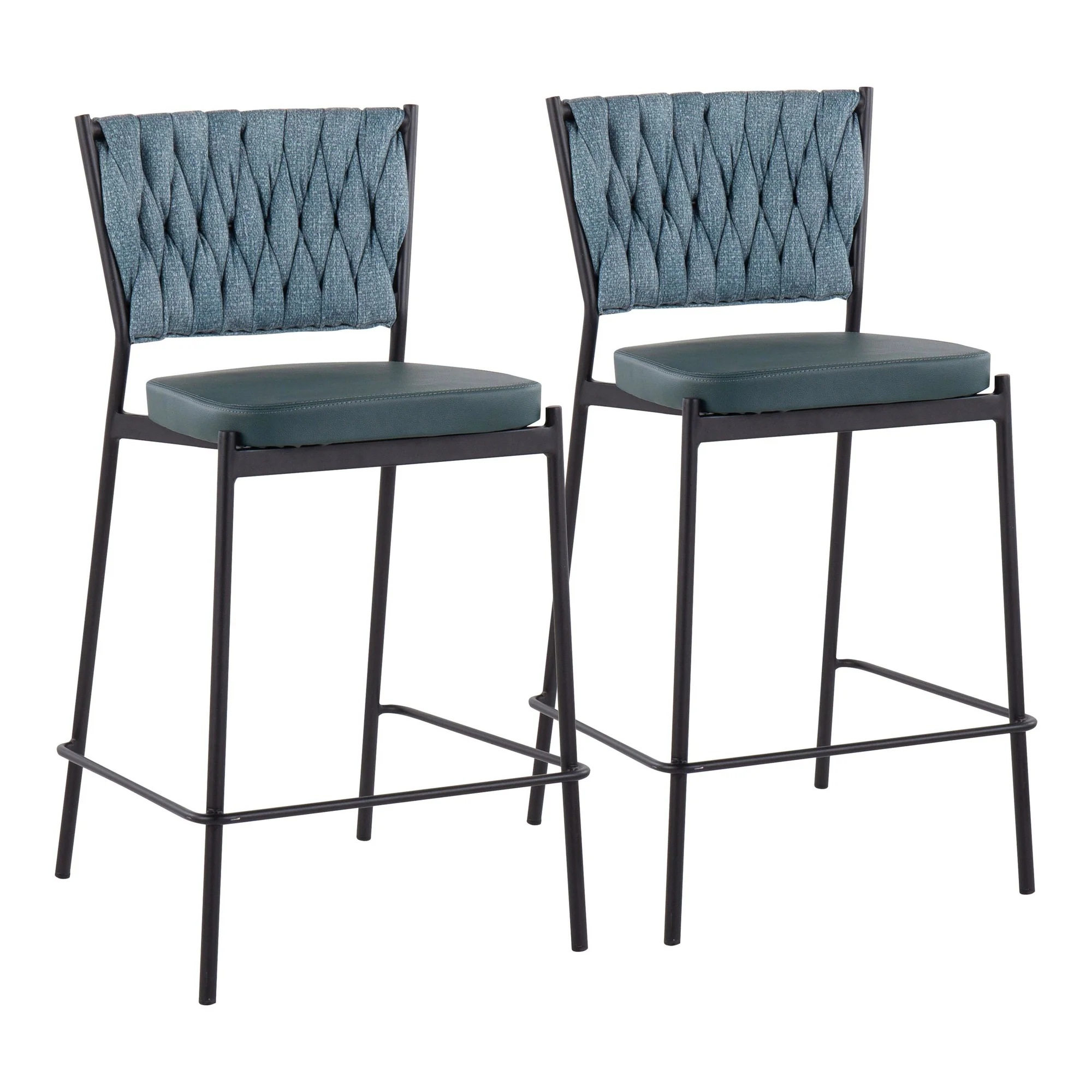 Braided Tania Counter Stool - Set of 2 Green By LumiSource - Image 2