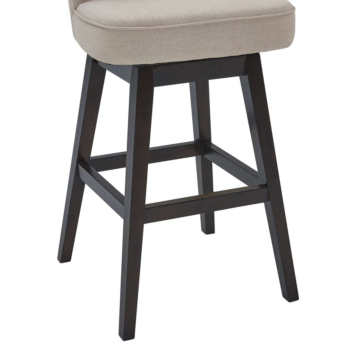 Brandy 26" Counter Height Swivel Tan Fabric and Espresso Wood Bar Stool By Armen Living - Image 3