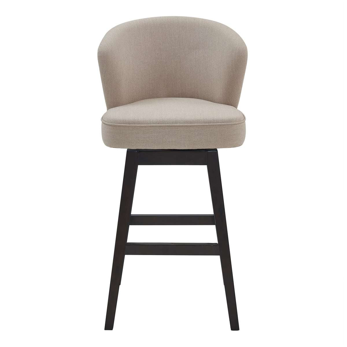 Brandy 26" Counter Height Swivel Tan Fabric and Espresso Wood Bar Stool By Armen Living - Image 6