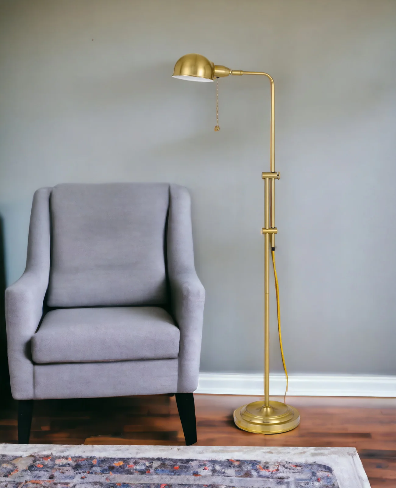 Brass Adjustable Floor Lamp With Bronze Dome Shade By Homeroots - Image 6