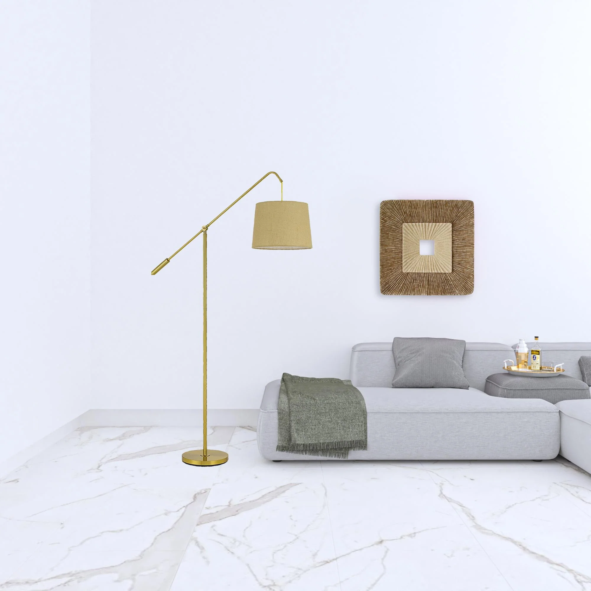 Brass Adjustable Traditional Shaped Floor Lamp With Antiqued Brass Drum Shade By Homeroots - Image 2