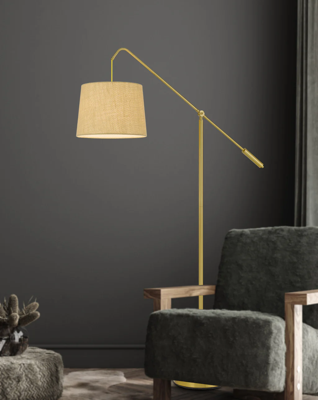 Brass Adjustable Traditional Shaped Floor Lamp With Antiqued Brass Drum Shade By Homeroots - Image 3