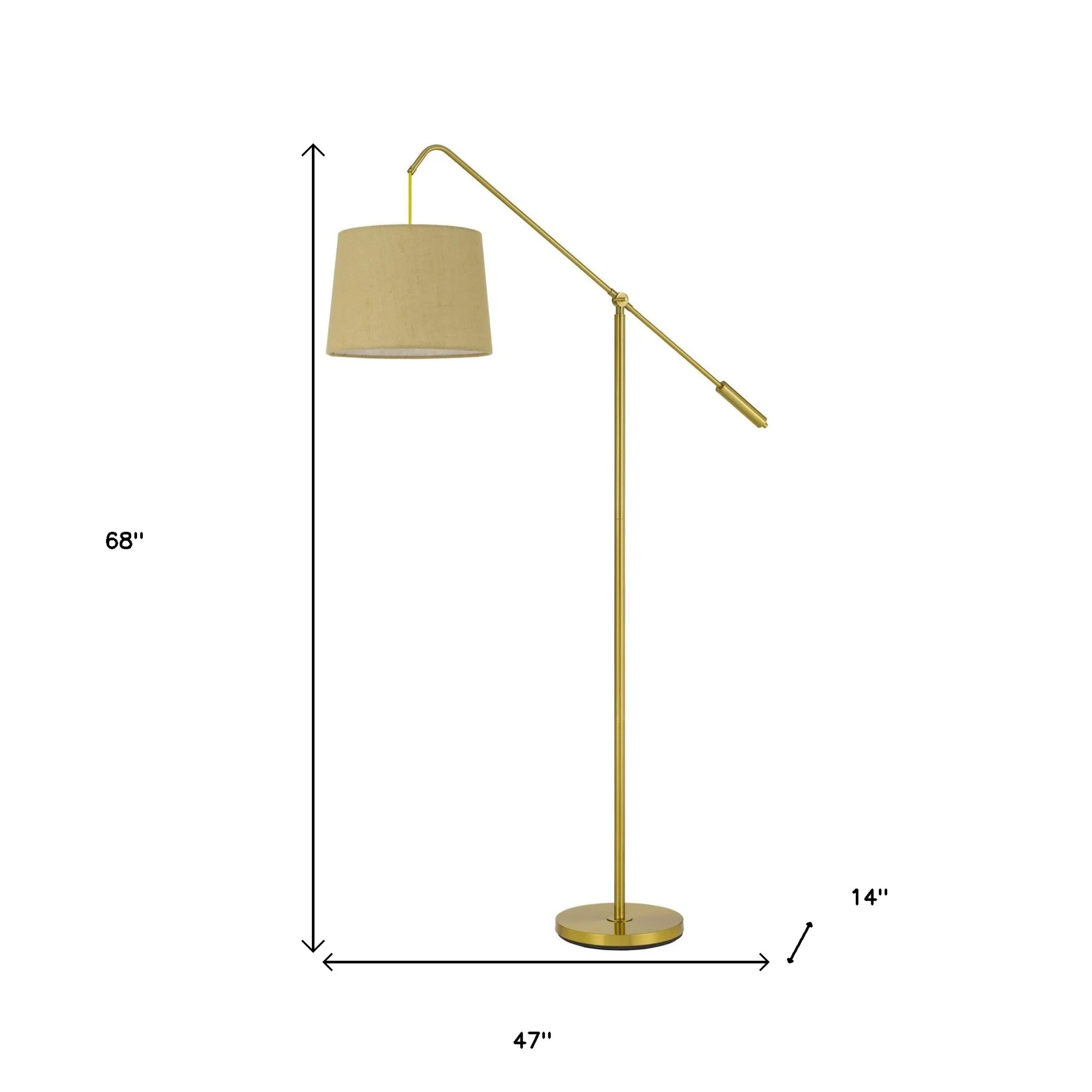 Brass Adjustable Traditional Shaped Floor Lamp With Antiqued Brass Drum Shade By Homeroots - Image 5