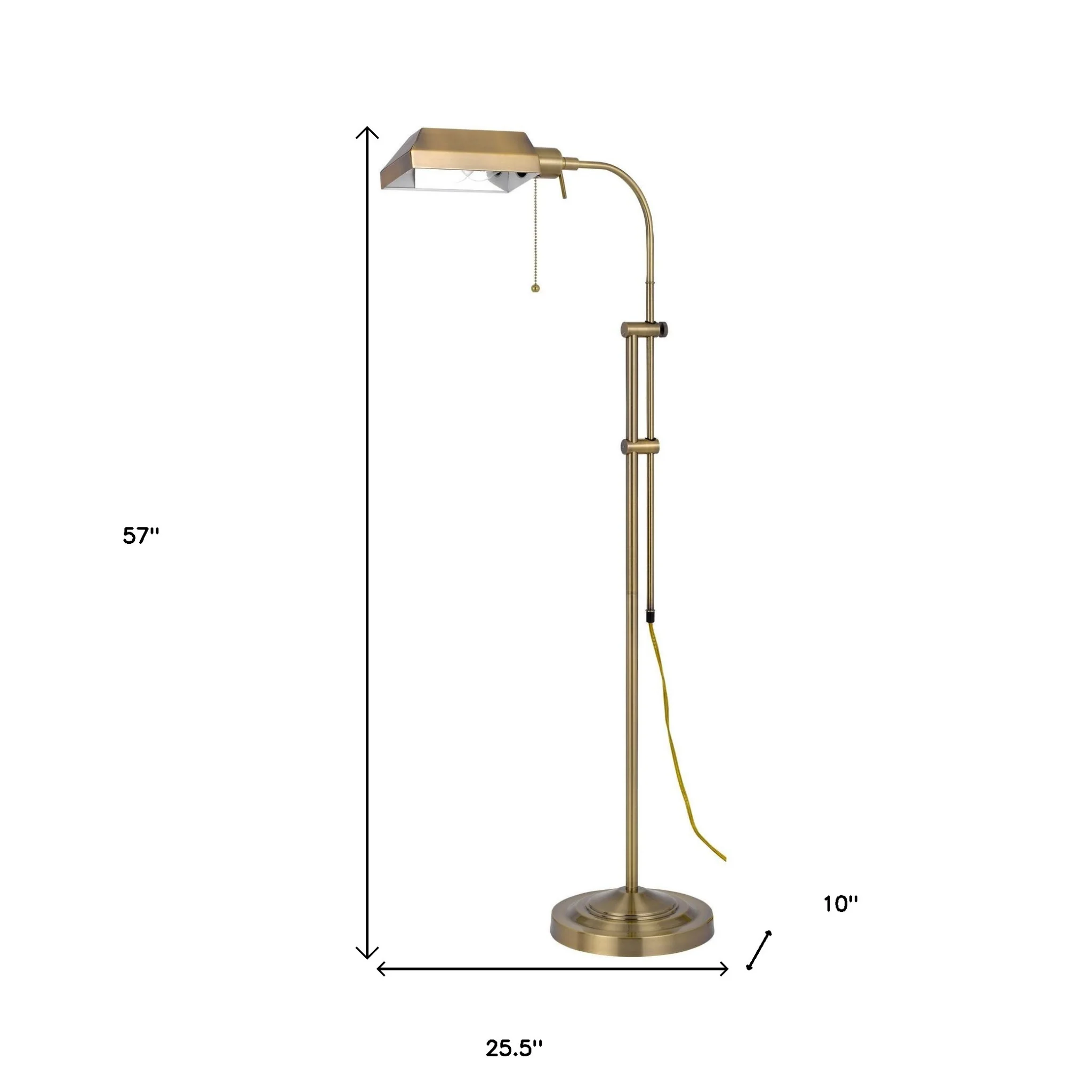 Brass Adjustable Traditional Shaped Floor Lamp With Bronze Square Shade By Homeroots - Image 5