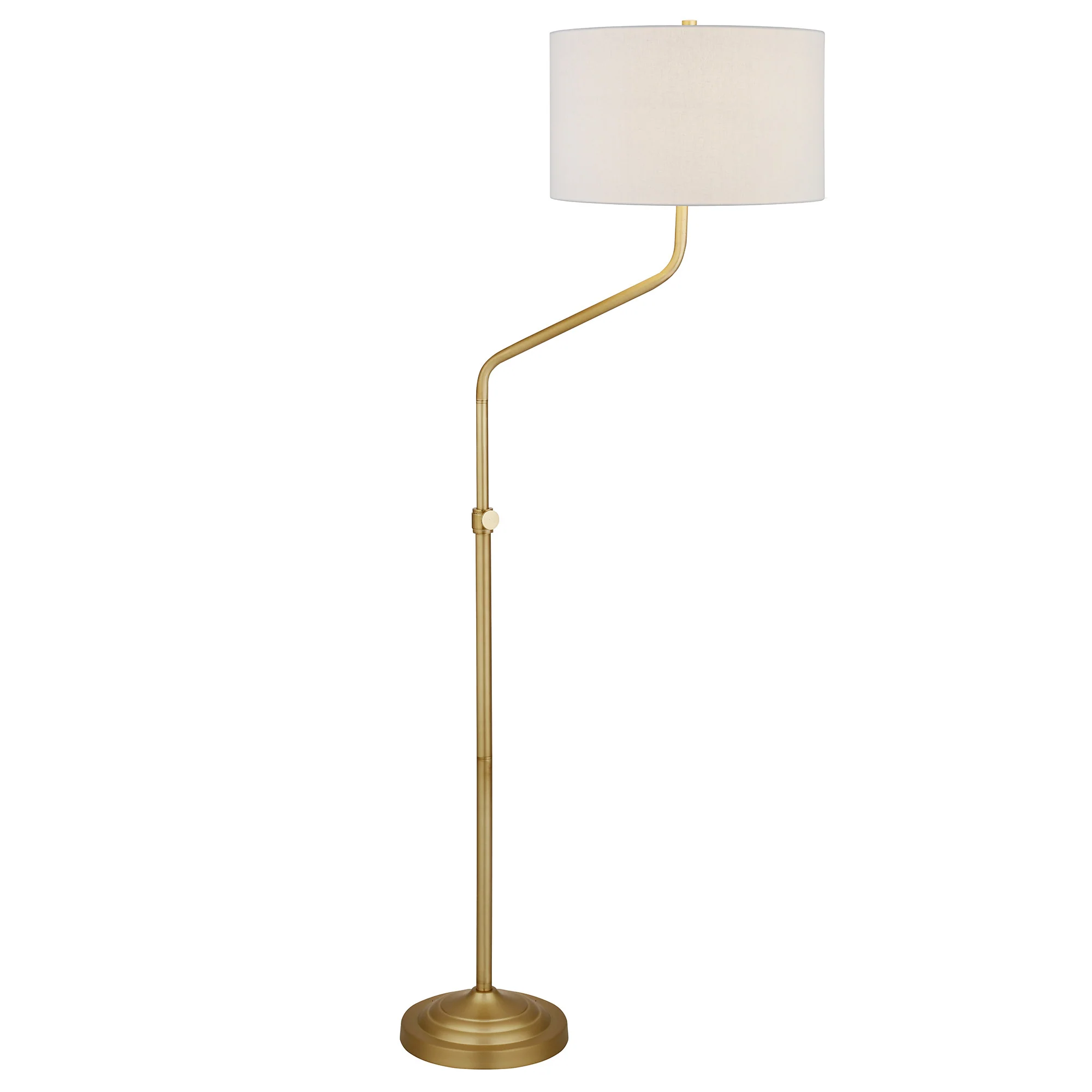 Brass Adjustable Traditional Shaped Floor Lamp With White Frosted Glass Drum Shade By Homeroots - Image 3