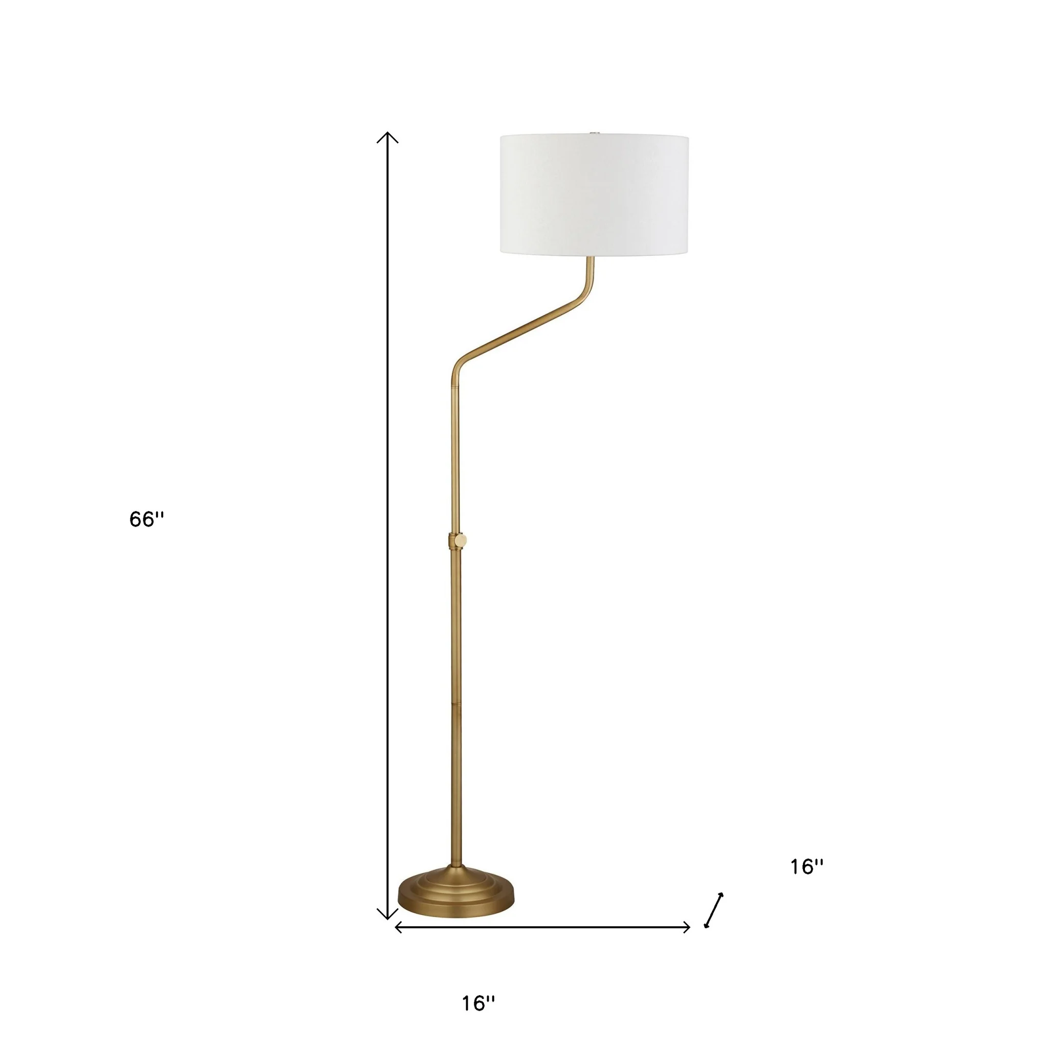 Brass Adjustable Traditional Shaped Floor Lamp With White Frosted Glass Drum Shade By Homeroots - Image 6