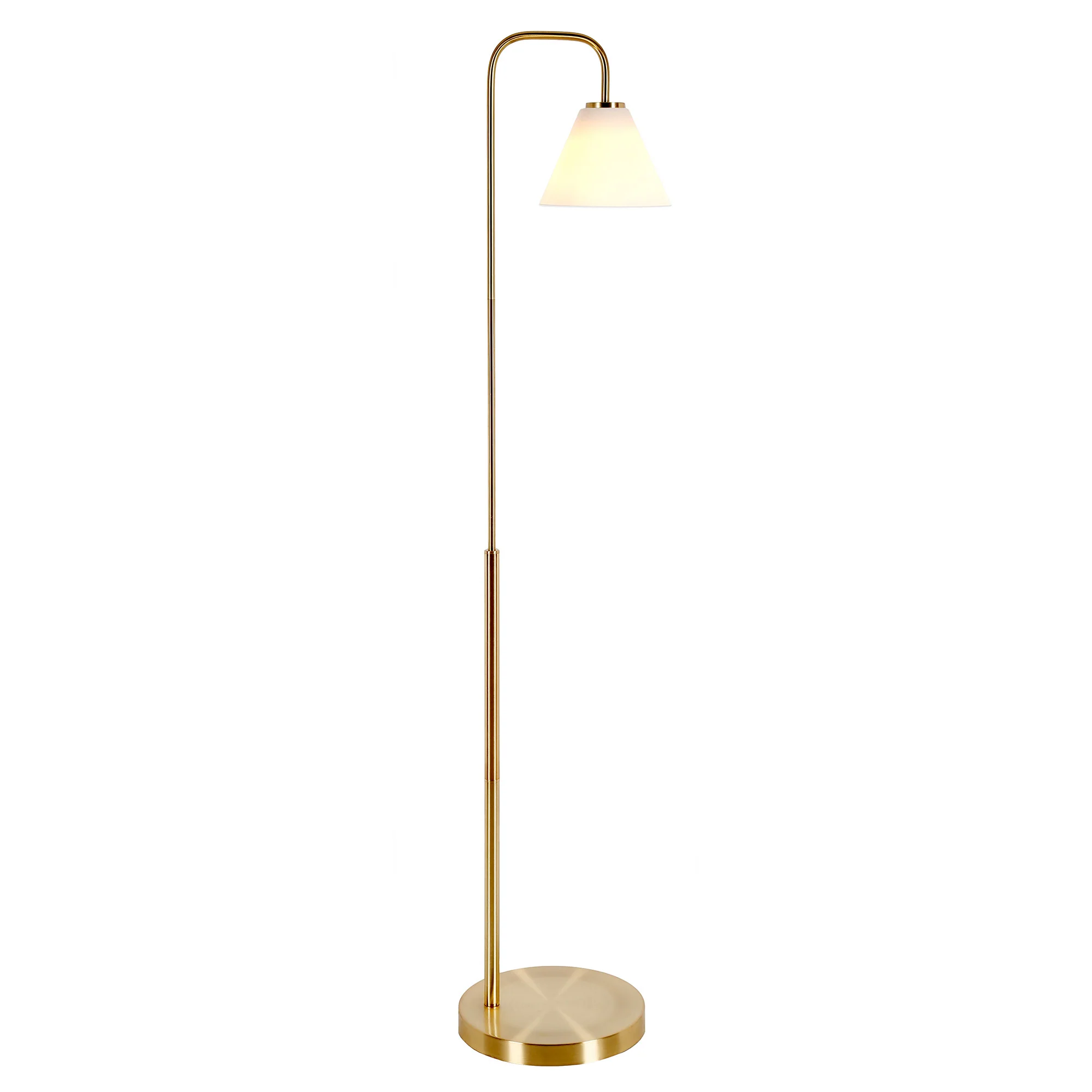 Brass Arched Floor Lamp With White Frosted Glass Cone Shade By Homeroots - Image 7