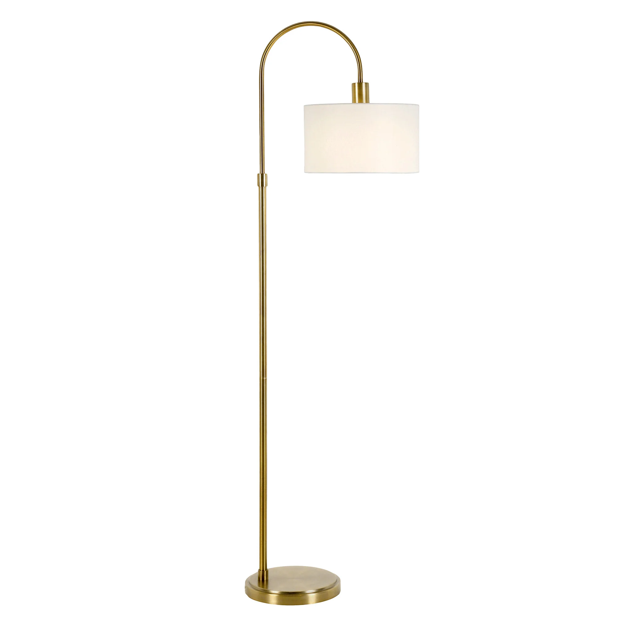 Brass Arched Floor Lamp With White Frosted Glass Drum Shade By Homeroots - Image 7