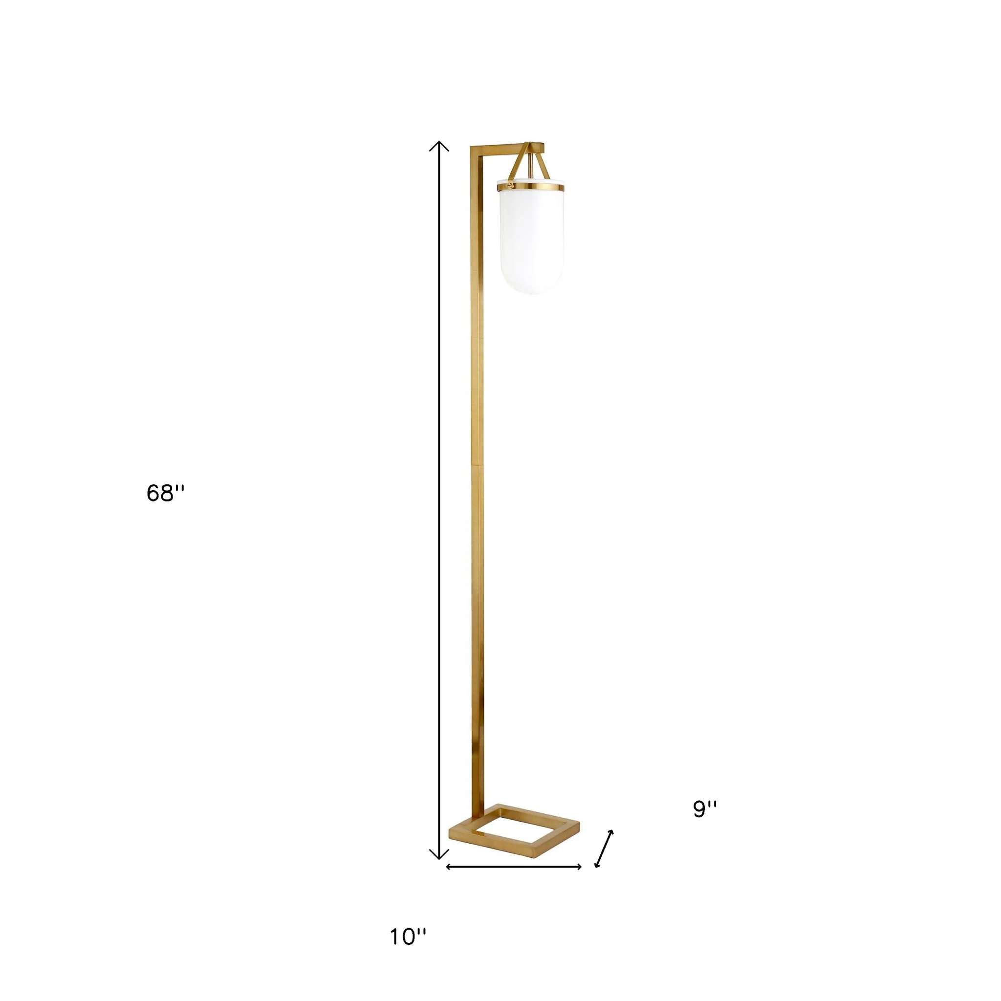 Brass Arched Floor Lamp With White No Pattern Frosted Glass Dome Shade By Homeroots - Image 6