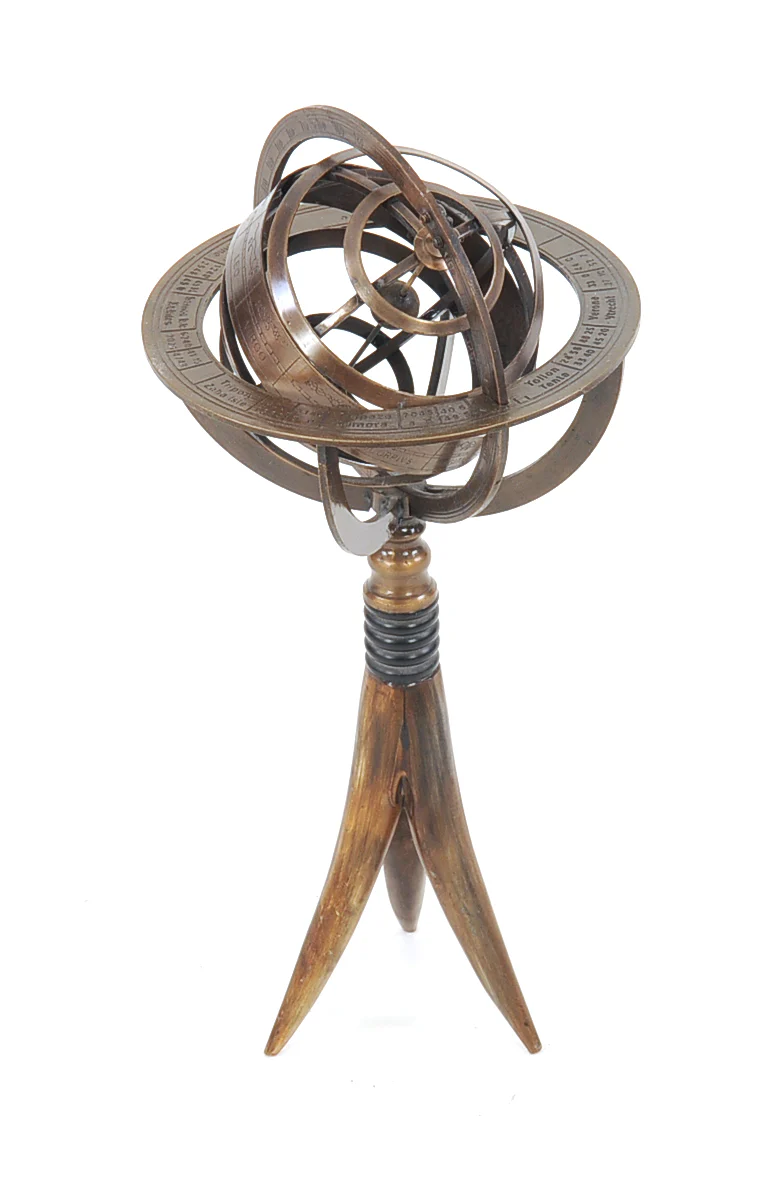 Brass Armillary On Horn Stand By Homeroots - Image 2