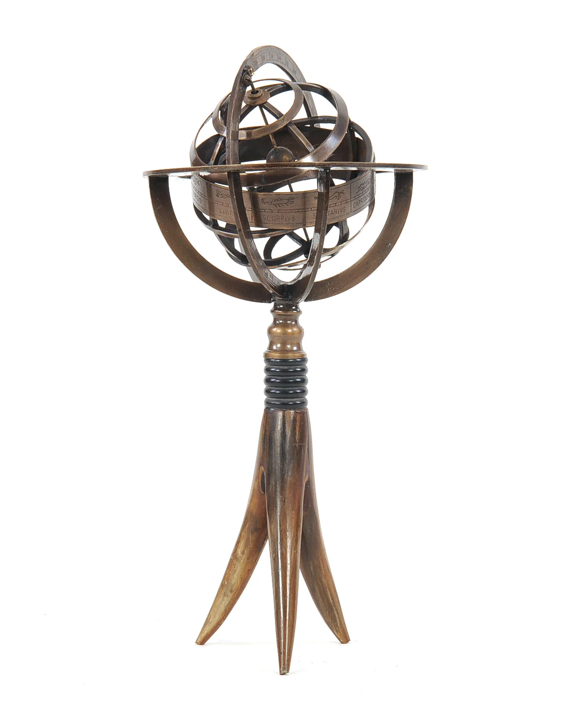 Brass Armillary On Horn Stand By Homeroots - Image 3