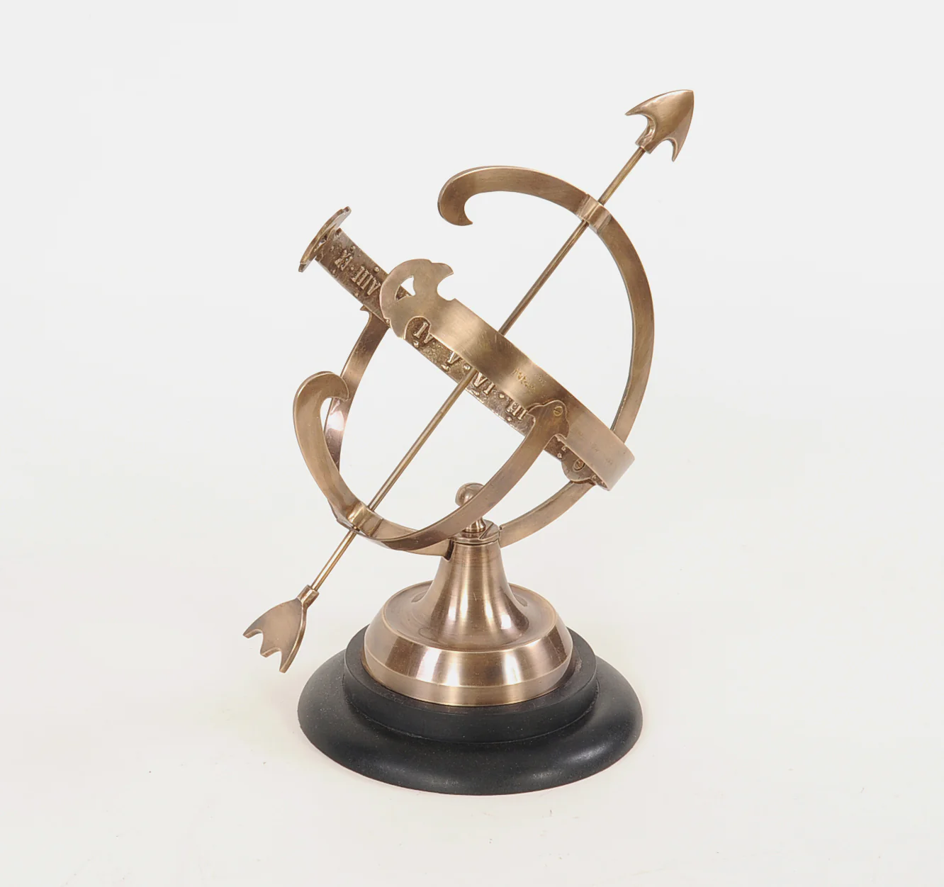 Brass Armillary On Wooden Base By Homeroots - Image 3