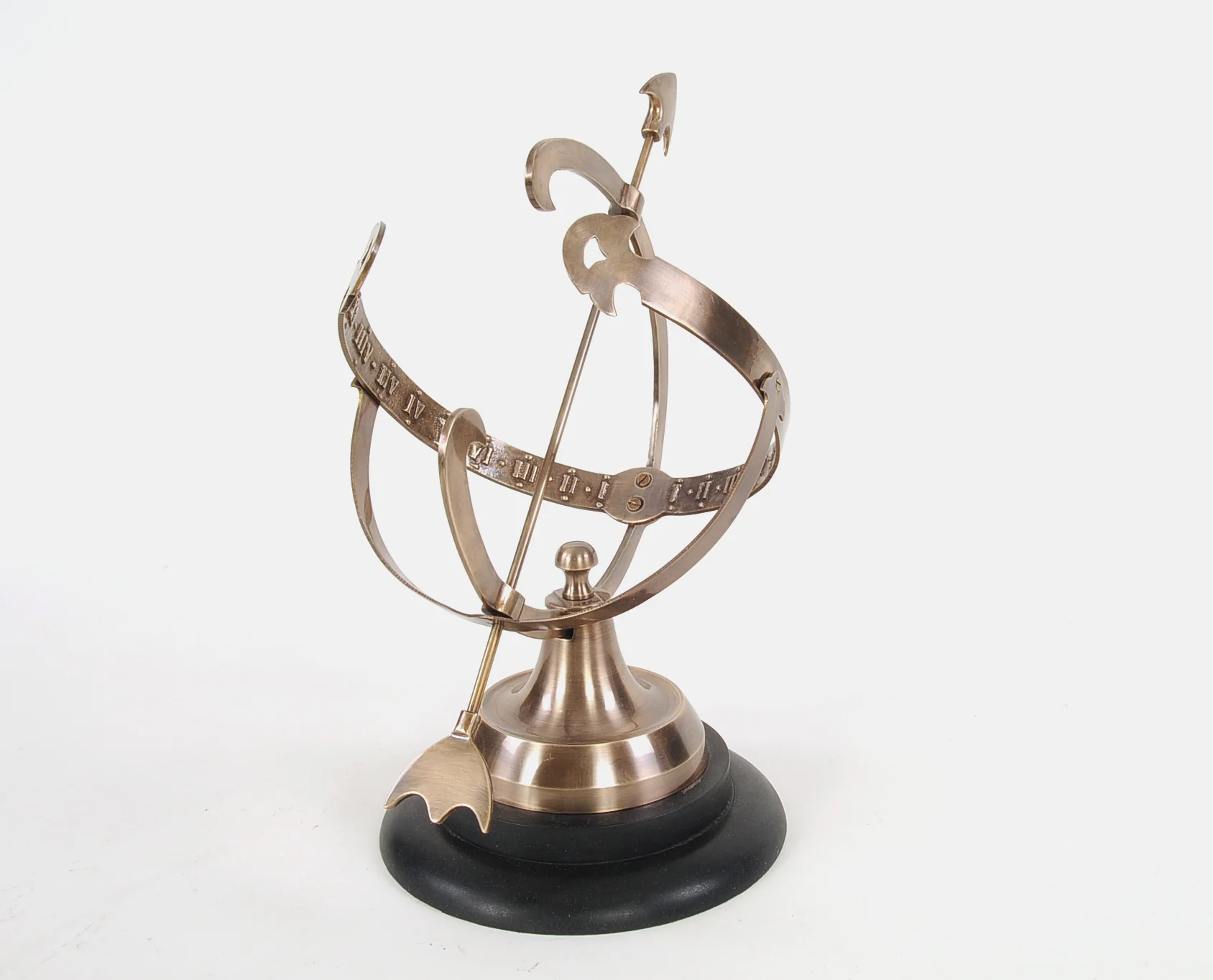 Brass Armillary On Wooden Base By Homeroots - Image 4