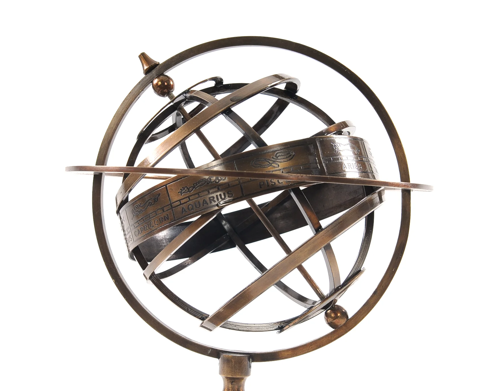 Brass Armillary With Compass On Wood Base By Homeroots - Image 4