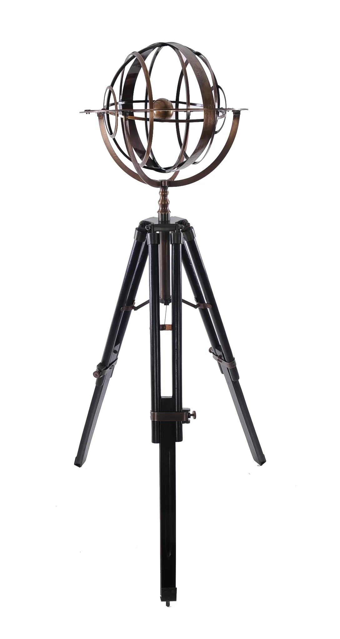 Brass Armillary With Wood Stand By Homeroots - Image 2