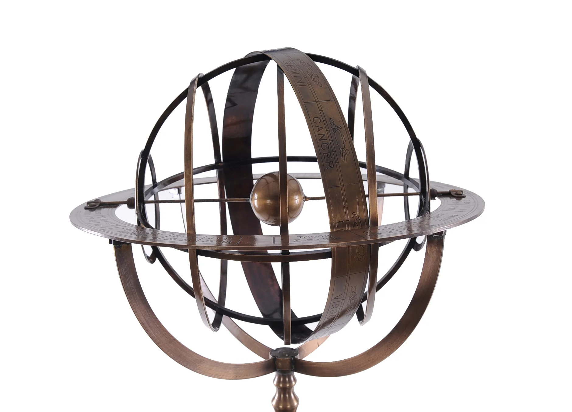 Brass Armillary With Wood Stand By Homeroots - Image 3