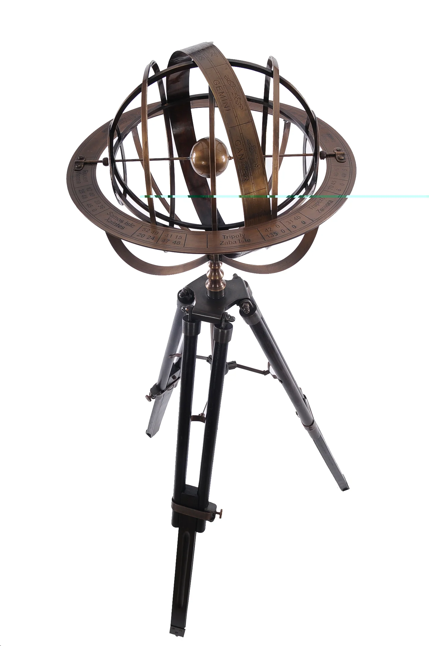 Brass Armillary With Wood Stand By Homeroots - Image 4