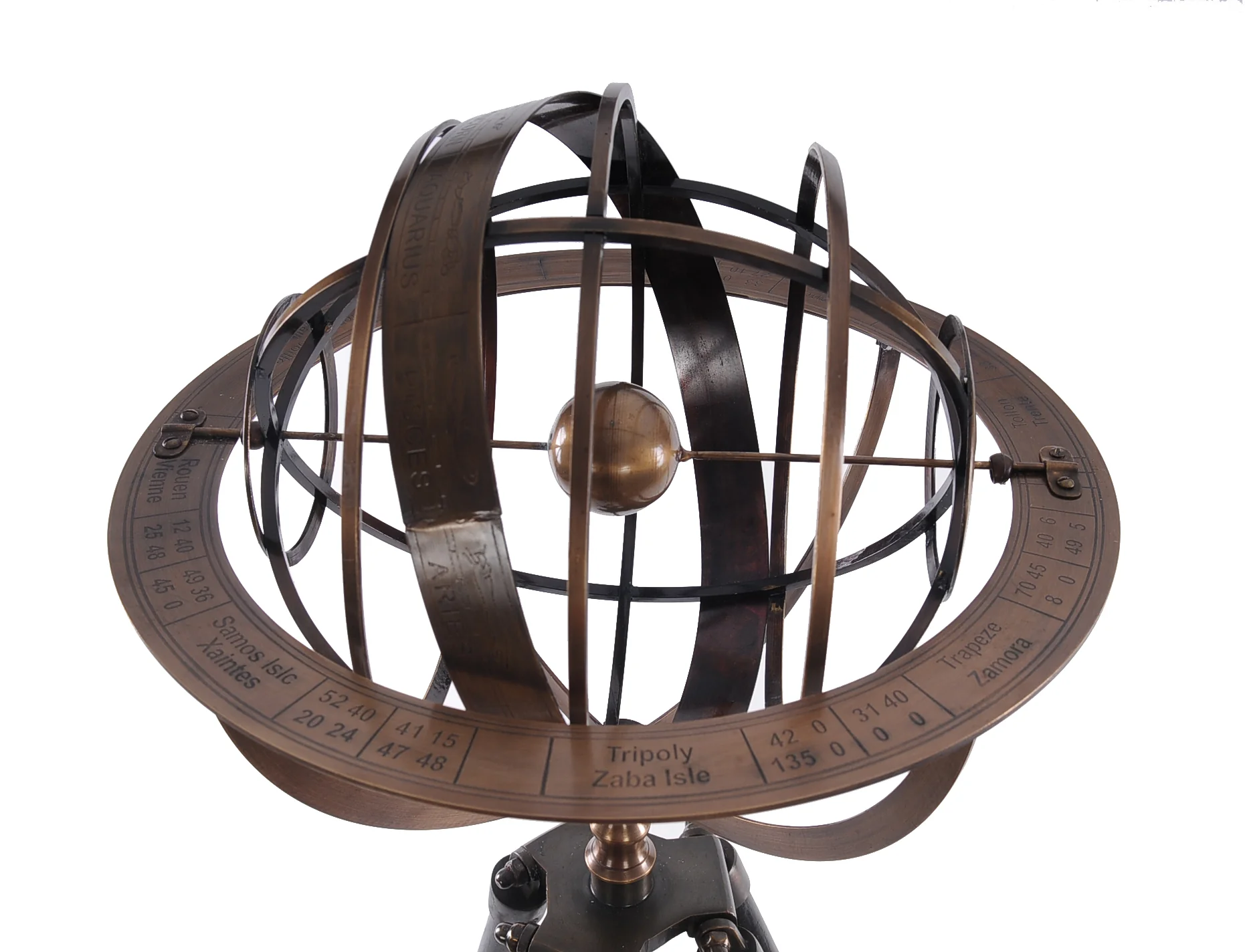 Brass Armillary With Wood Stand By Homeroots - Image 5