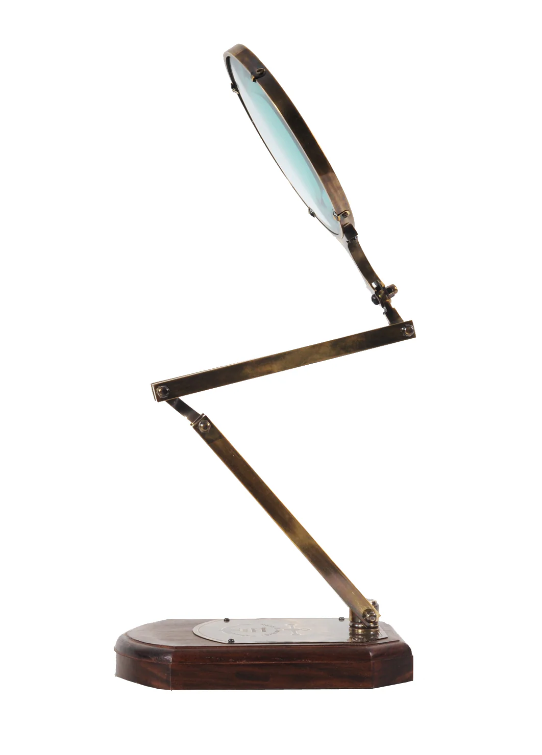 Brass Big Magnifier Glass With Wooden Base By Homeroots - Image 5