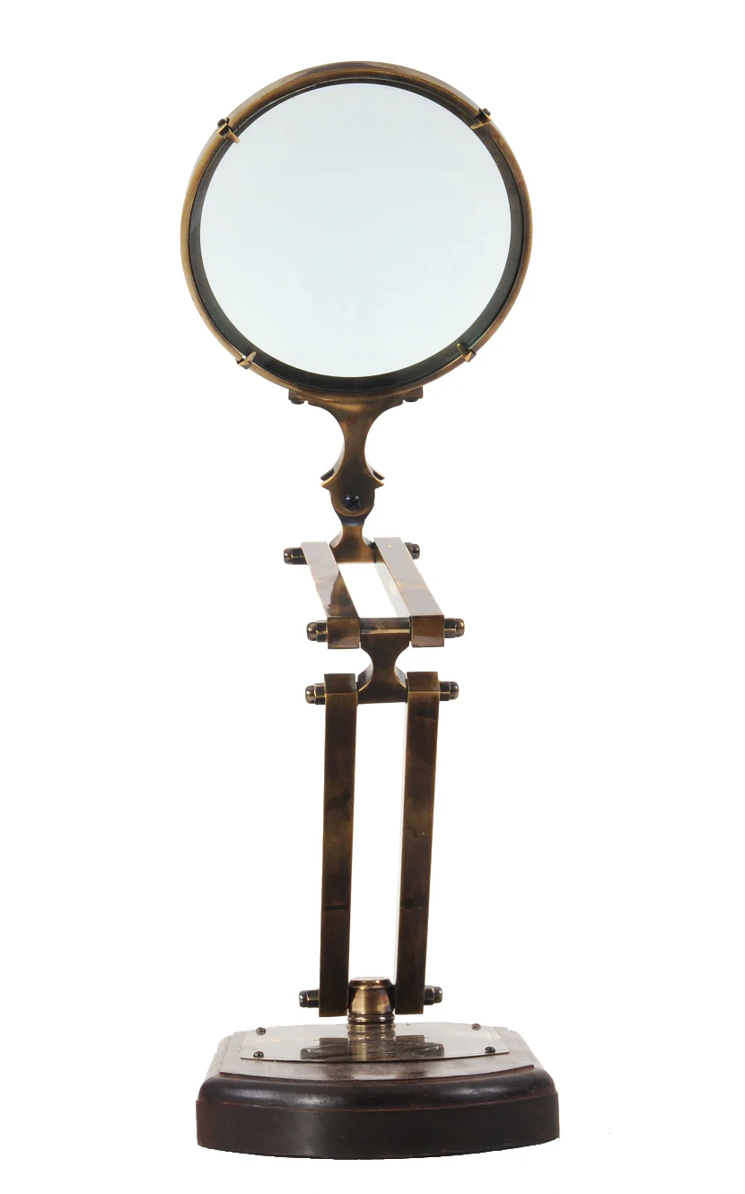 Brass Big Magnifier Glass With Wooden Base By Homeroots - Image 6