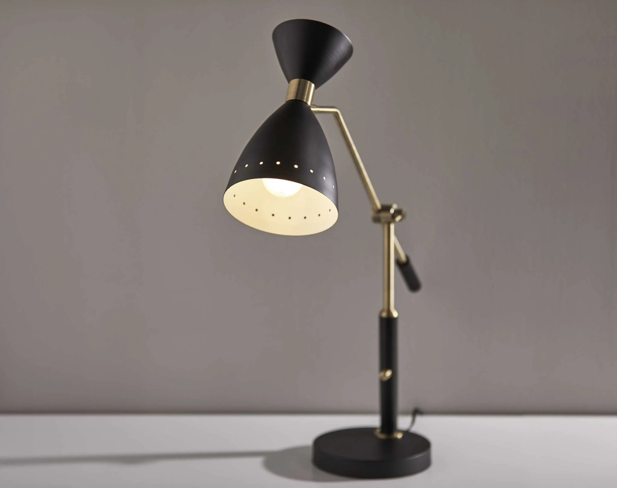 Brass Cinch Black Metal Adjustable Desk Lamp By Homeroots - Image 2