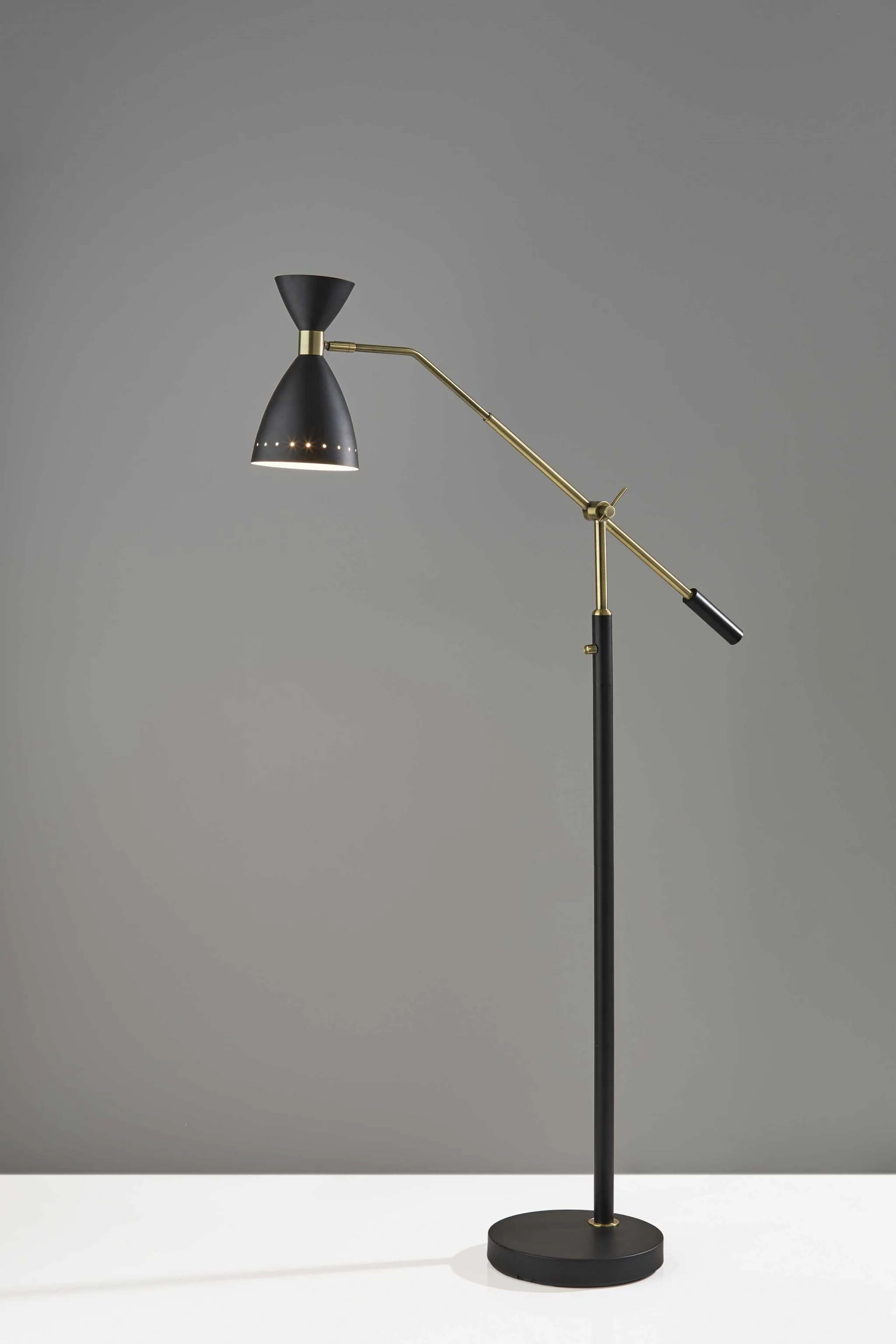 Brass Cinch Black Metal Adjustable Floor Lamp By Homeroots - Image 2