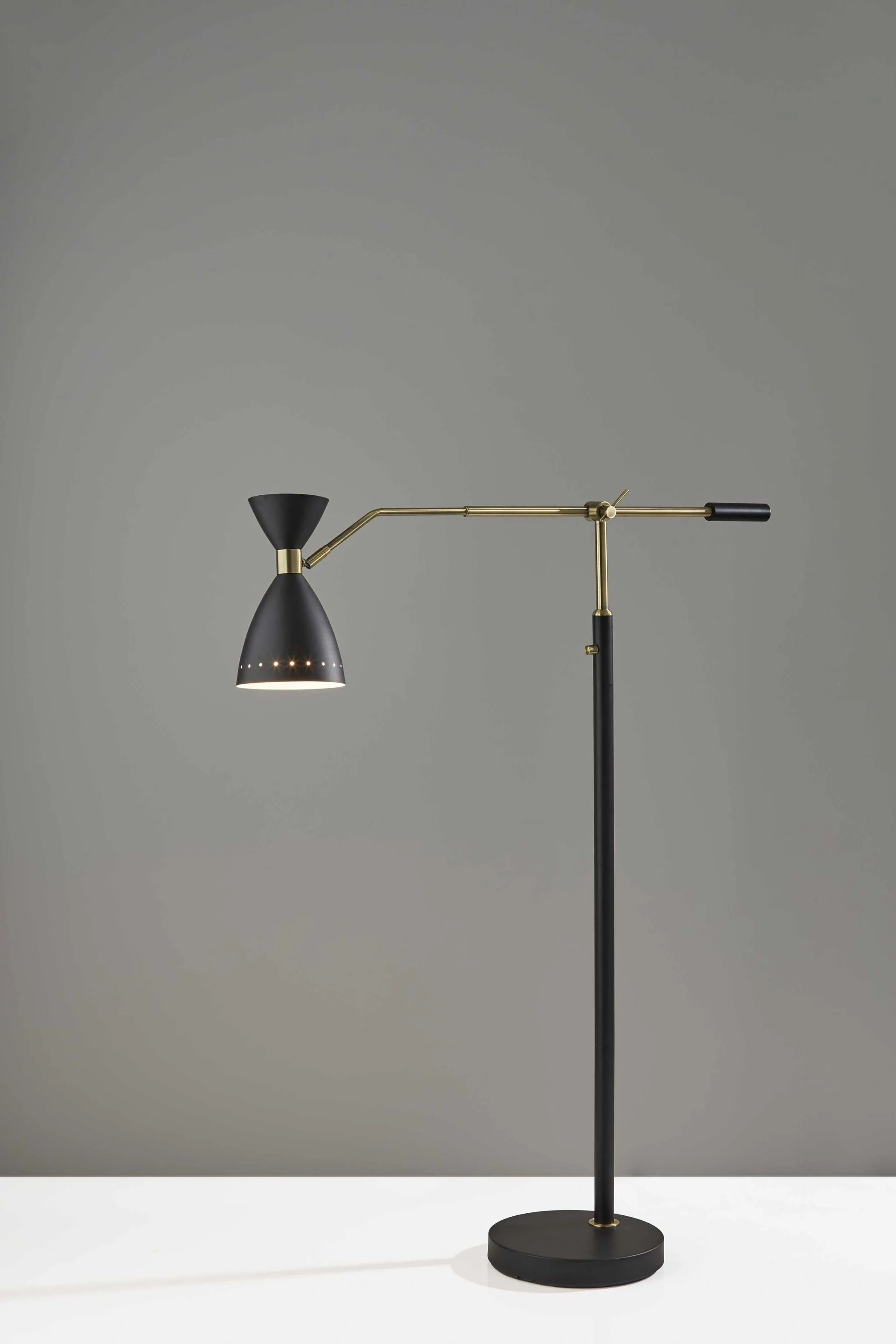 Brass Cinch Black Metal Adjustable Floor Lamp By Homeroots - Image 3