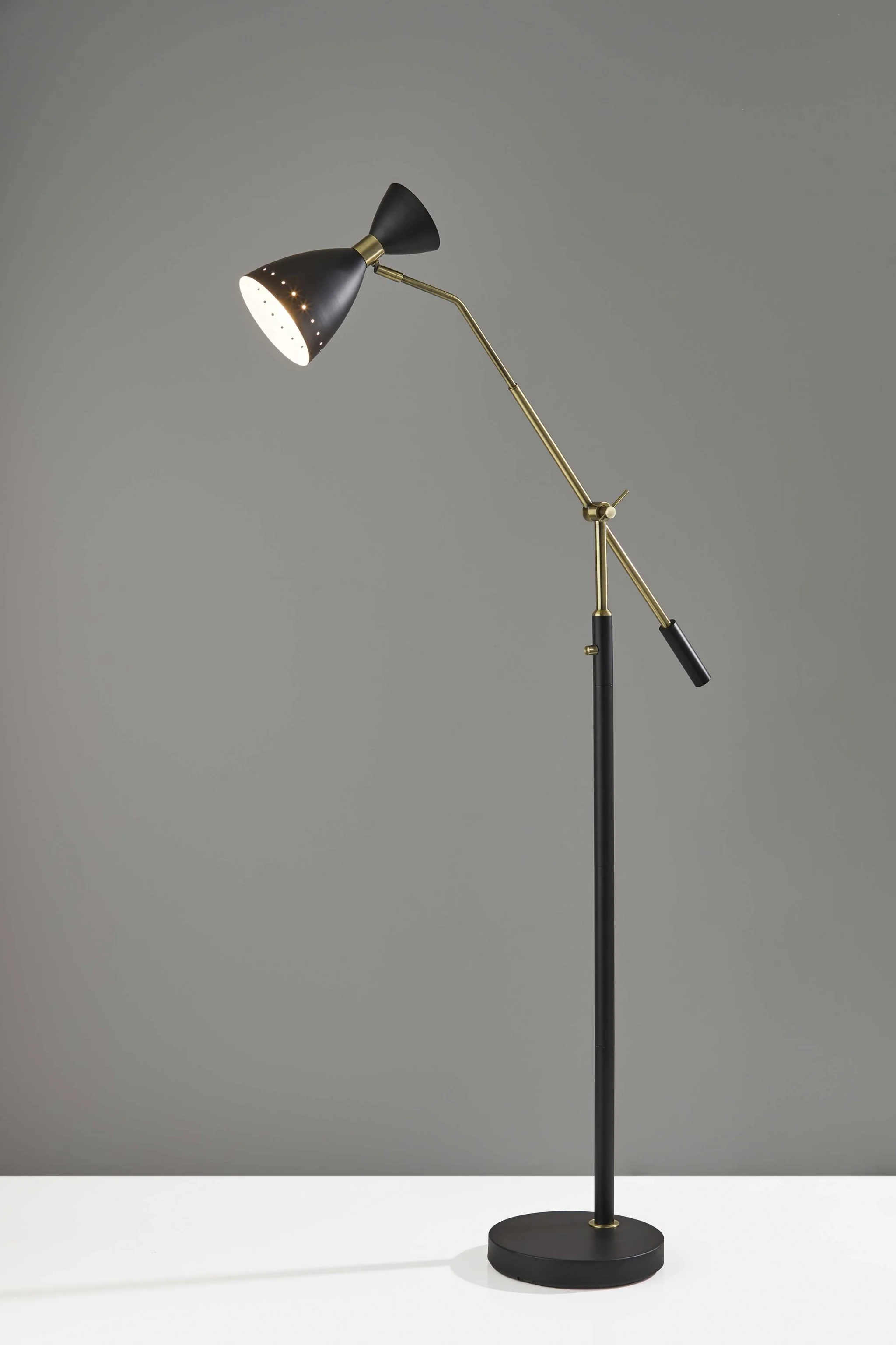 Brass Cinch Black Metal Adjustable Floor Lamp By Homeroots - Image 4