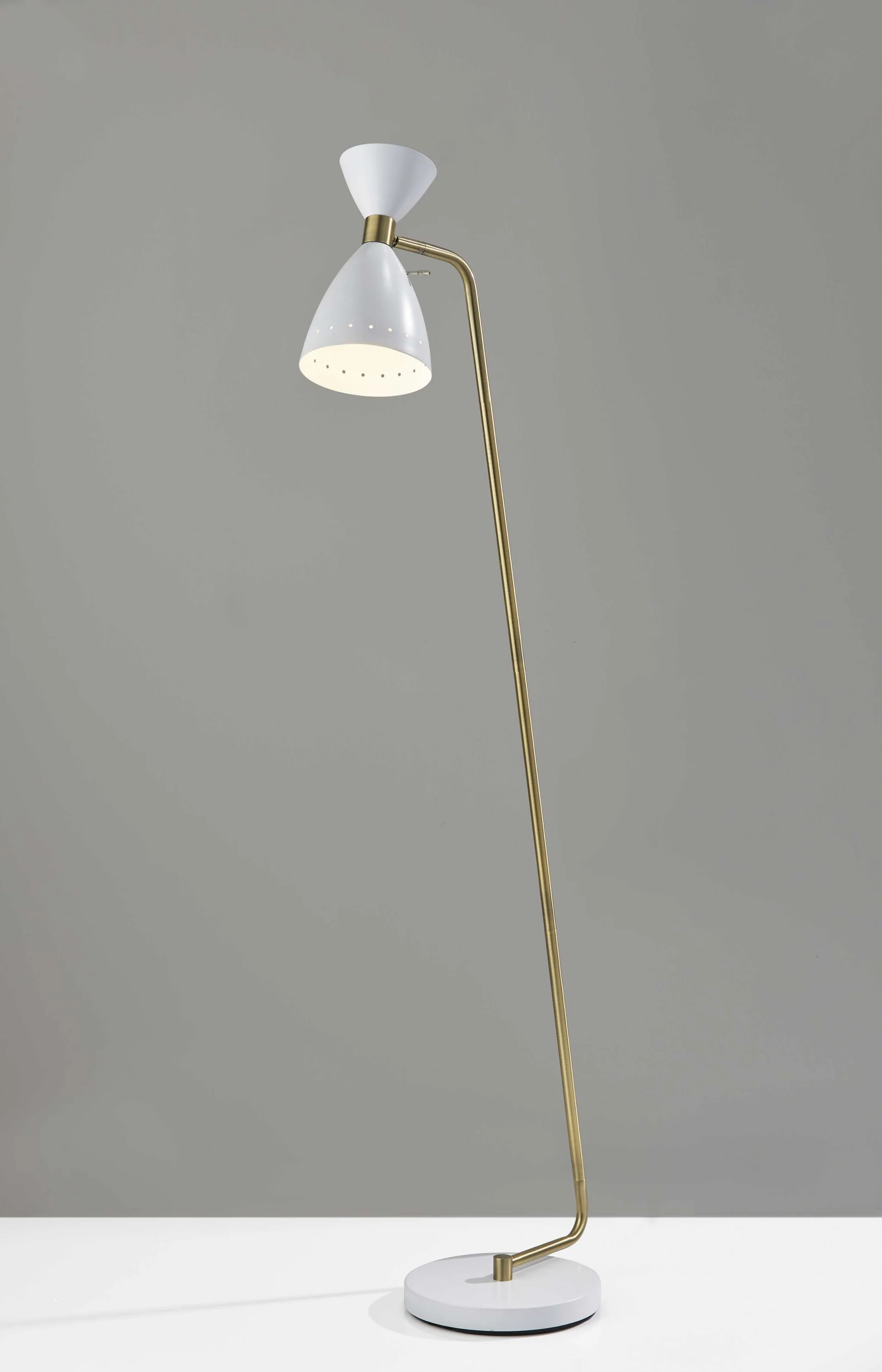 Brass Cinch Floor Lamp in White Metal By Homeroots - Image 2