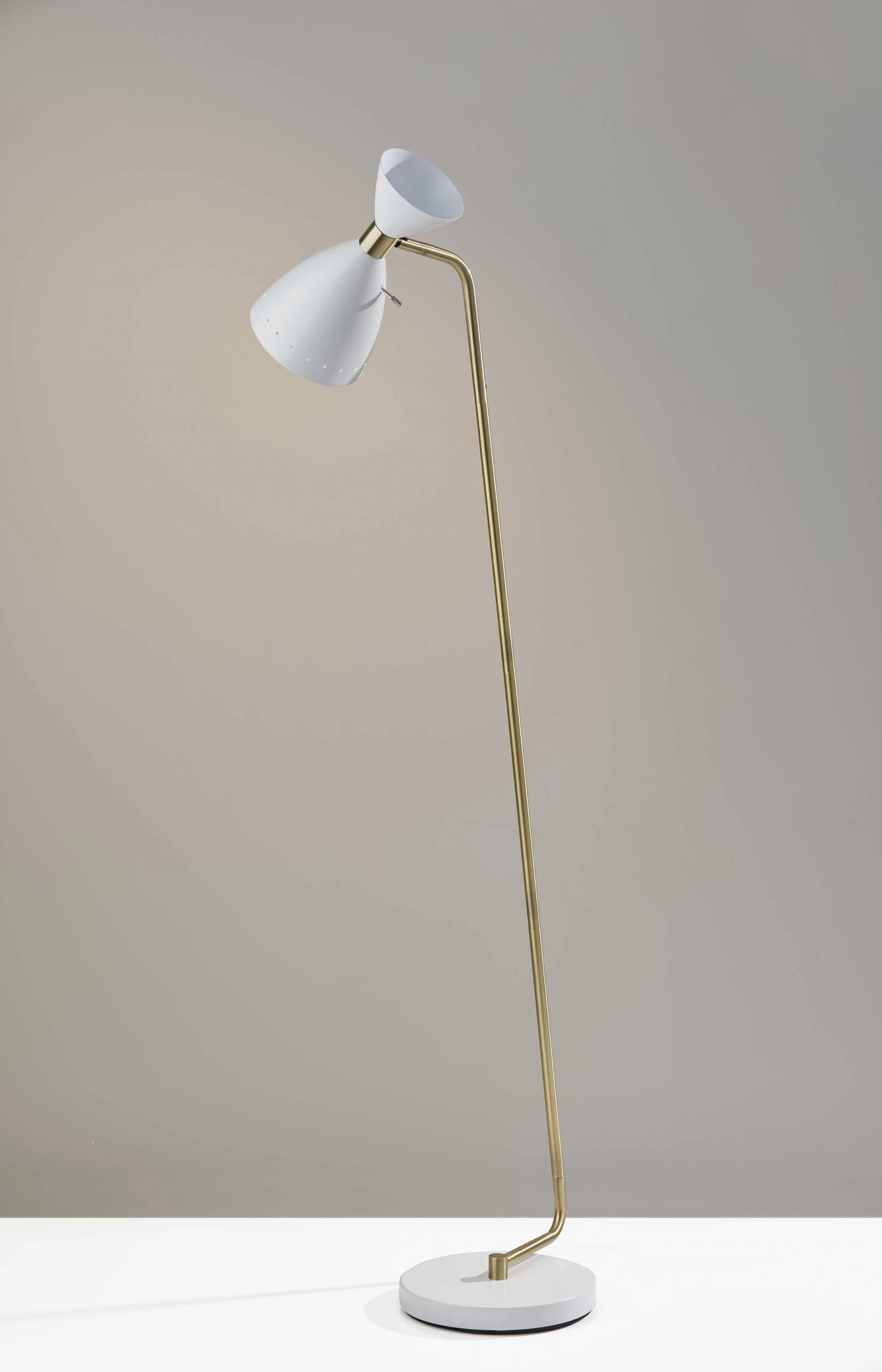 Brass Cinch Floor Lamp in White Metal By Homeroots - Image 3