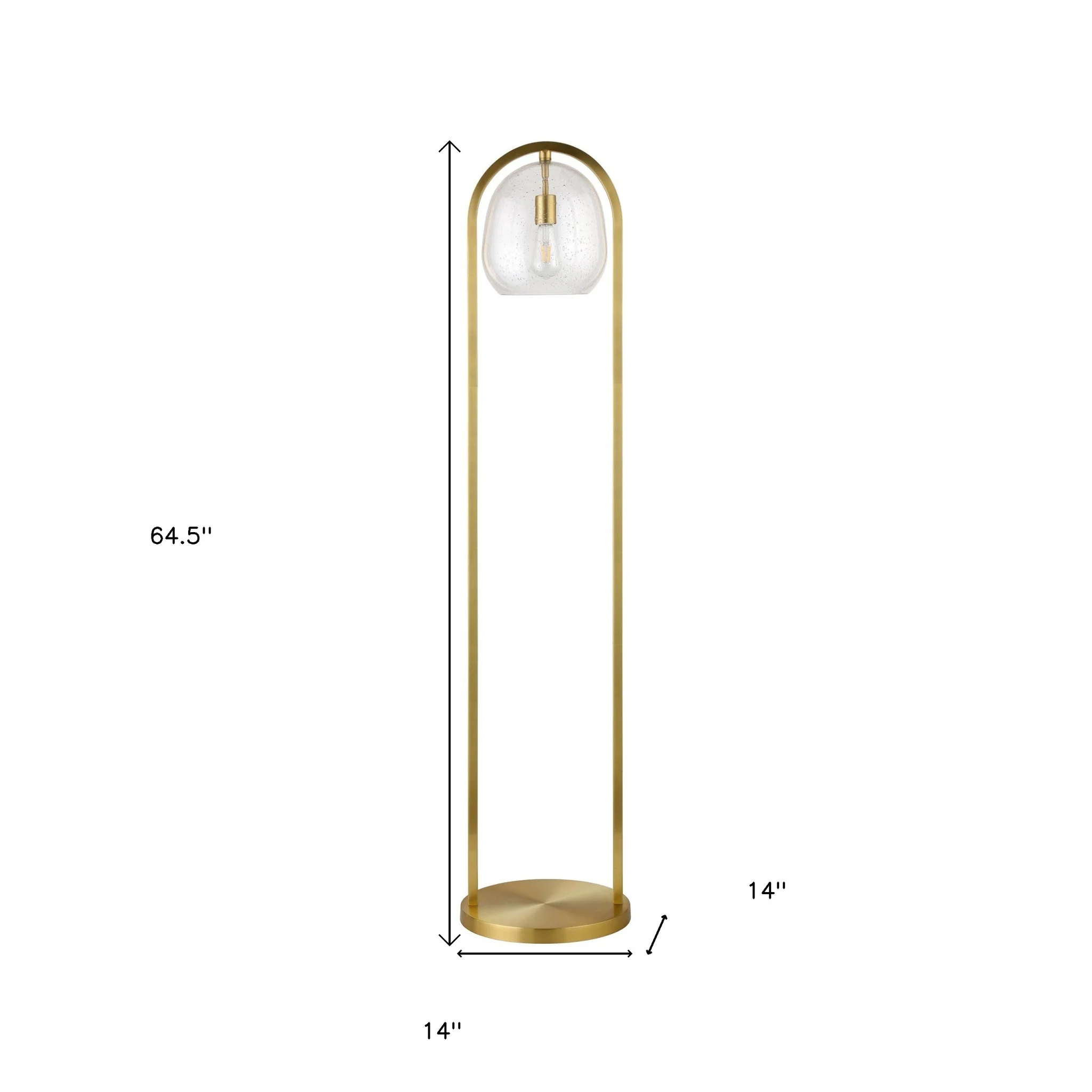 Brass Column Floor Lamp With Clear Seeded Glass Globe Shade By Homeroots - Image 8