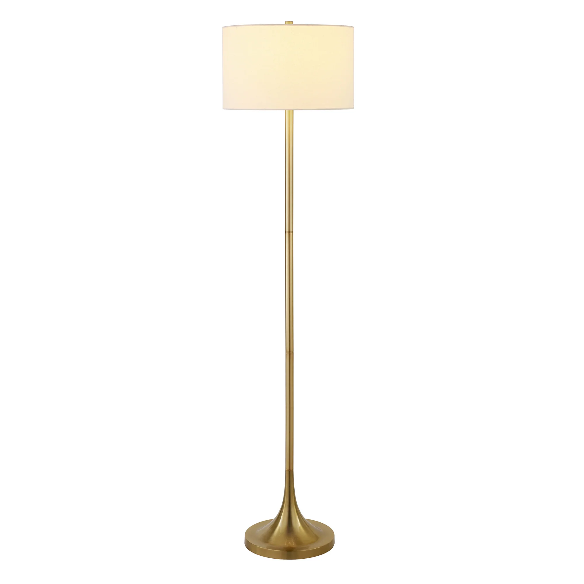 Brass Floor Lamp With White Fabric Drum Shade By Homeroots - Image 6