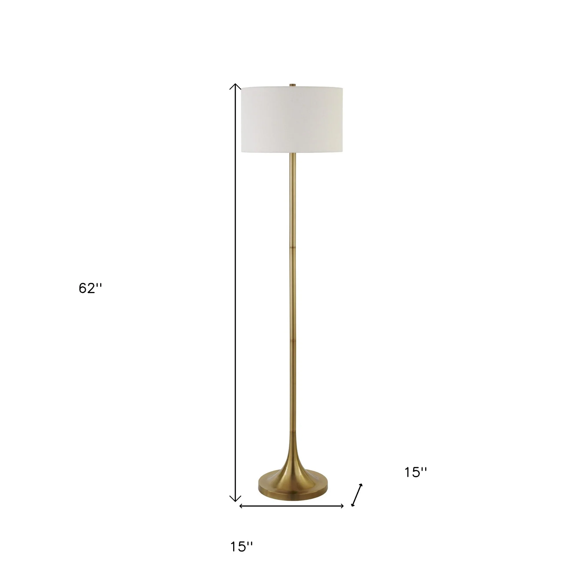 Brass Floor Lamp With White Fabric Drum Shade By Homeroots - Image 8
