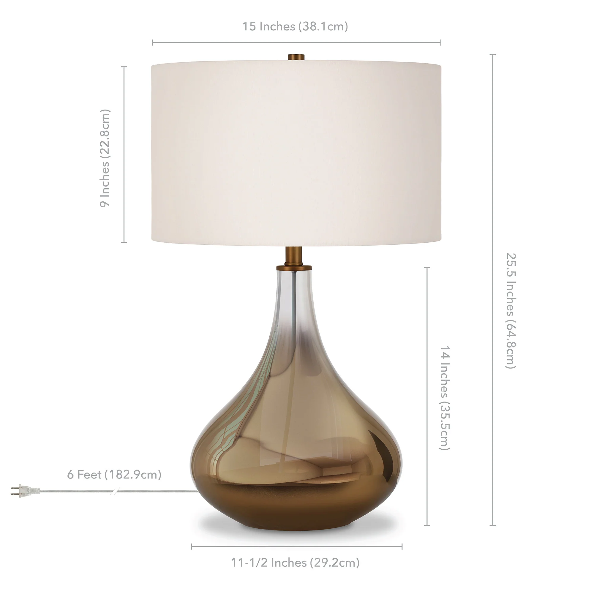 Brass Glass Gourd Table Lamp With White Drum Shade By Homeroots - Image 6
