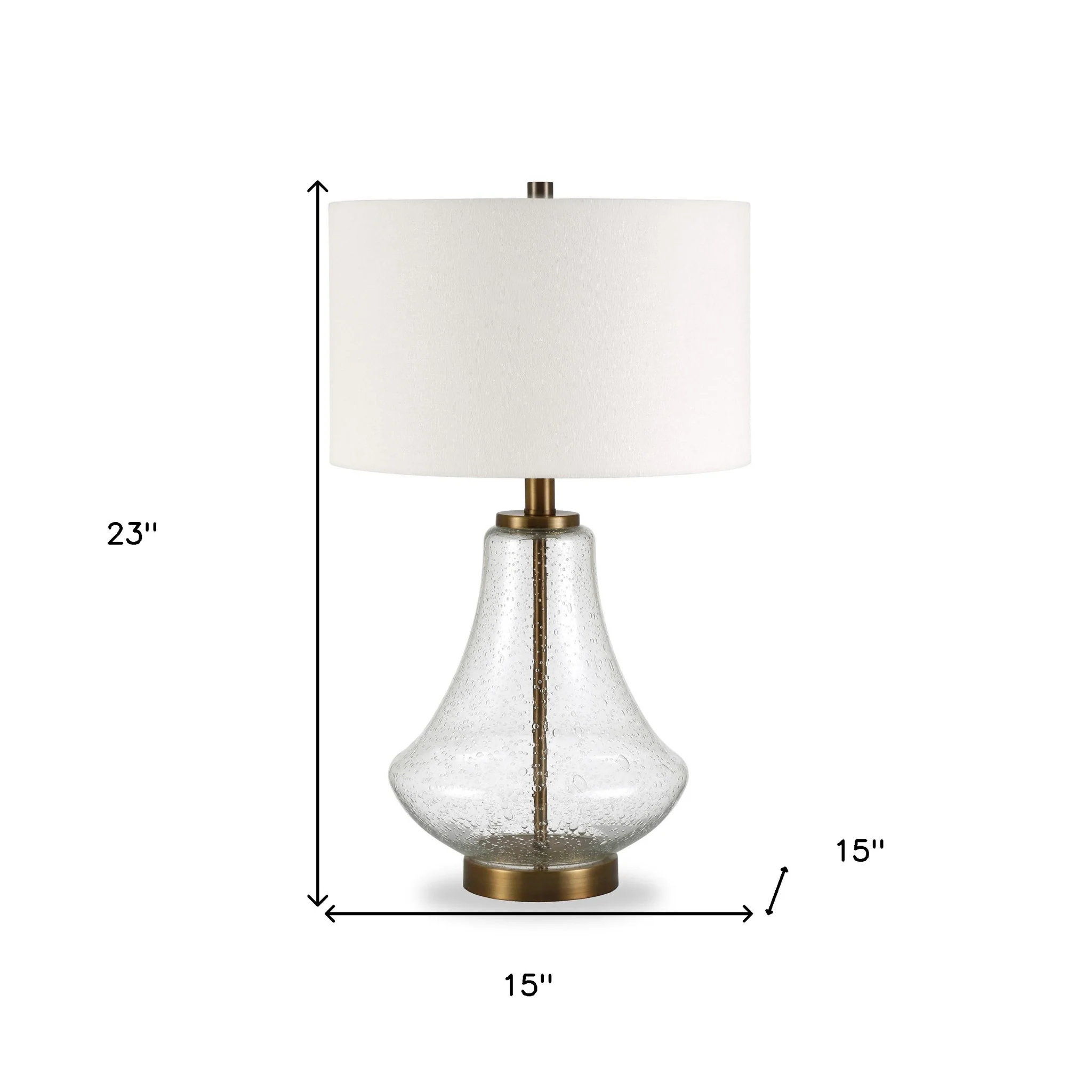 Brass Glass Table Lamp With White Drum Shade By Homeroots - Image 7