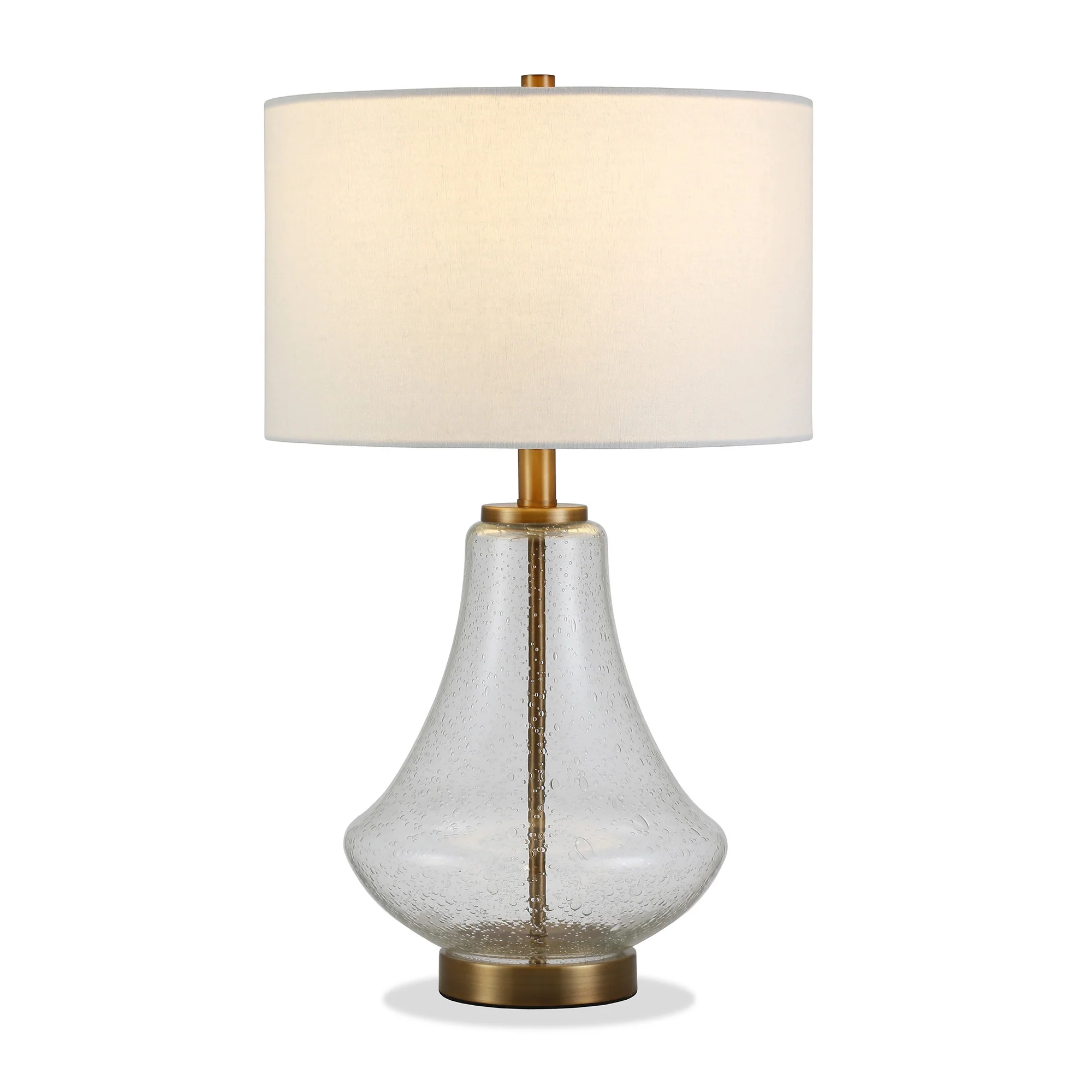 Brass Glass Table Lamp With White Drum Shade By Homeroots - Image 8