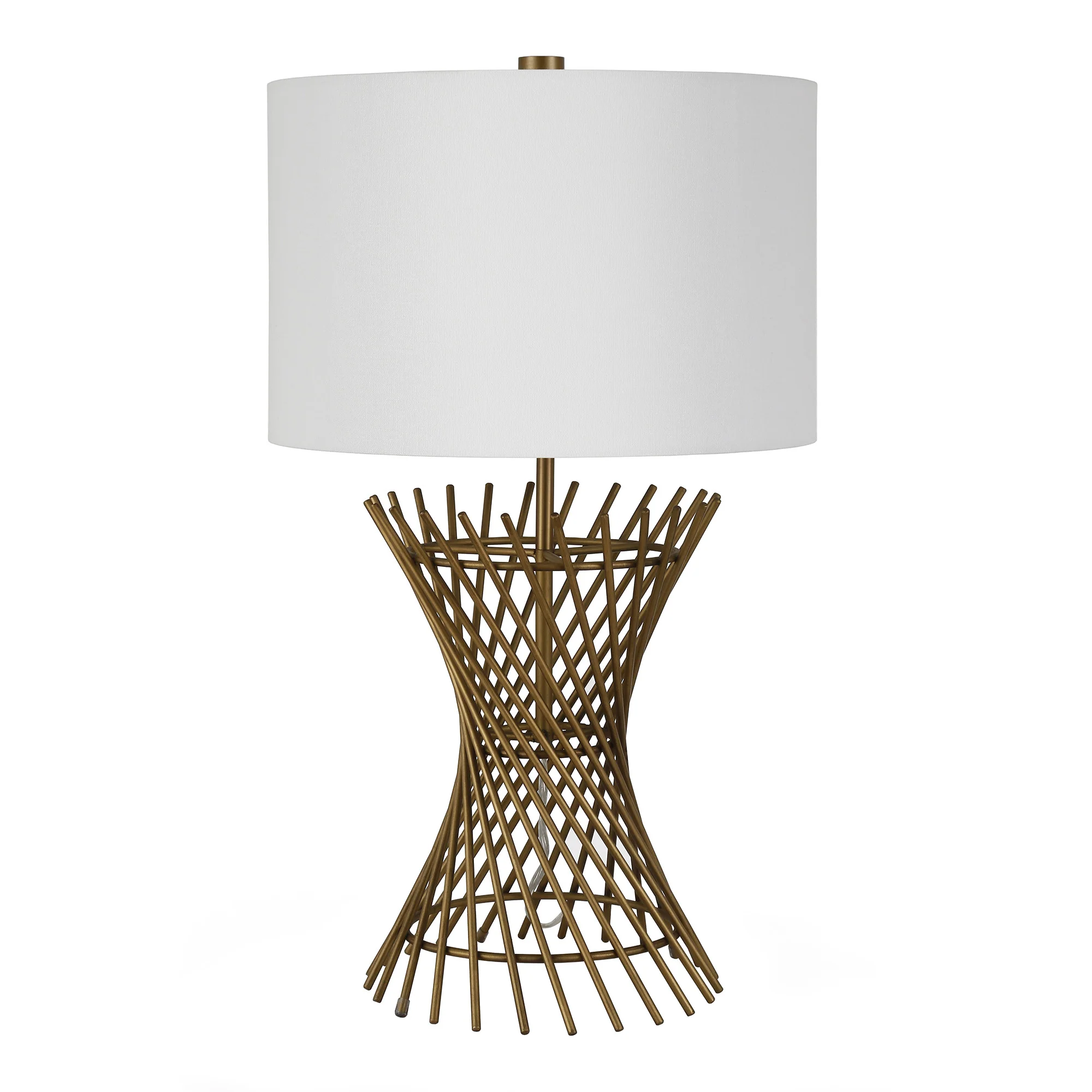 Brass Metal Adjustable Table Lamp With White Drum Shade By Homeroots - Image 8