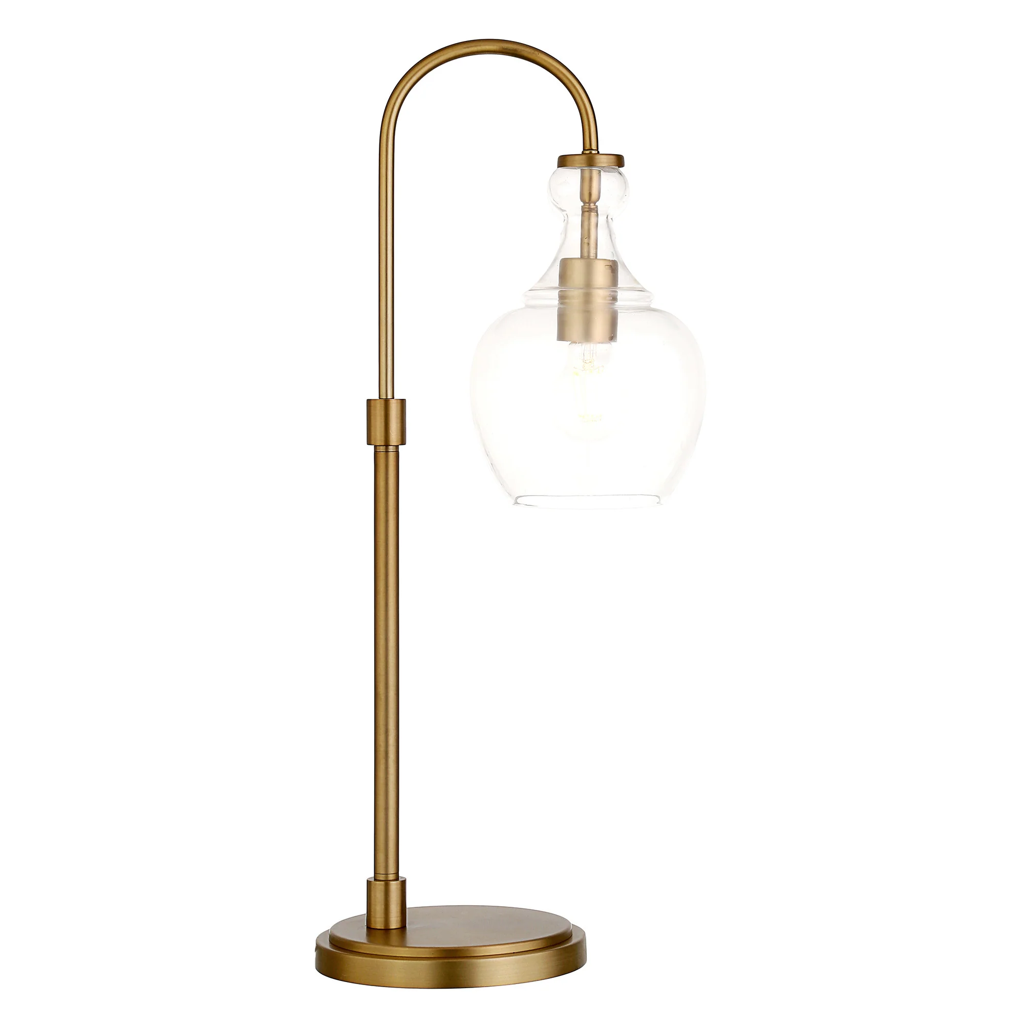 Brass Metal Arched Table Lamp With Clear Dome Shade By Homeroots - Image 6