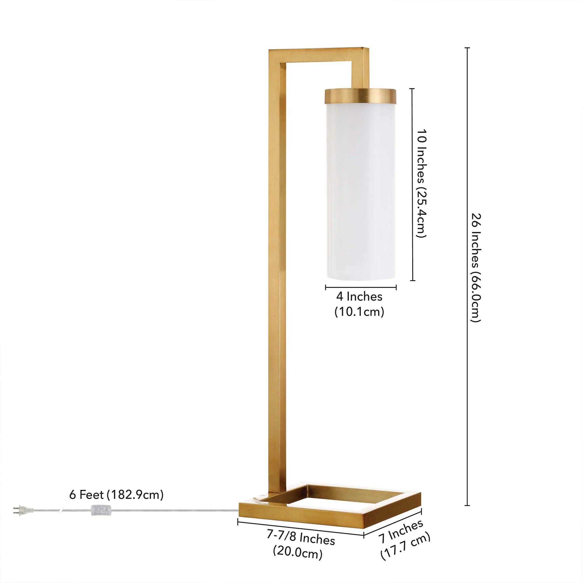 Brass Metal Arched Table Lamp With White Cylinder Shade By Homeroots - Image 8