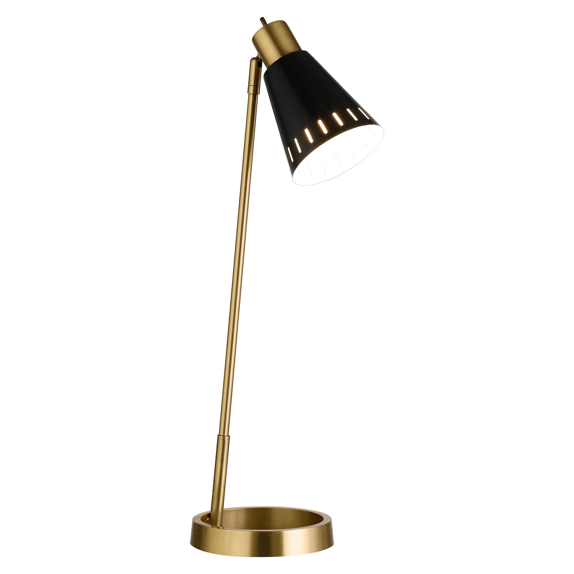 Brass Metal Desk Table Lamp With Black Cone Shade By Homeroots - Image 7