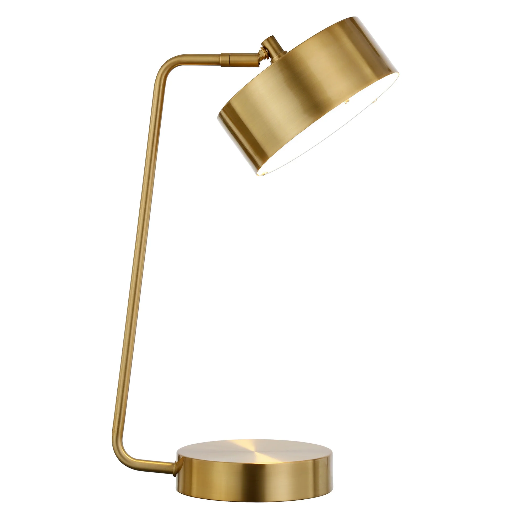 Brass Metal Desk Table Lamp With Brass Drum Shade By Homeroots - Image 3