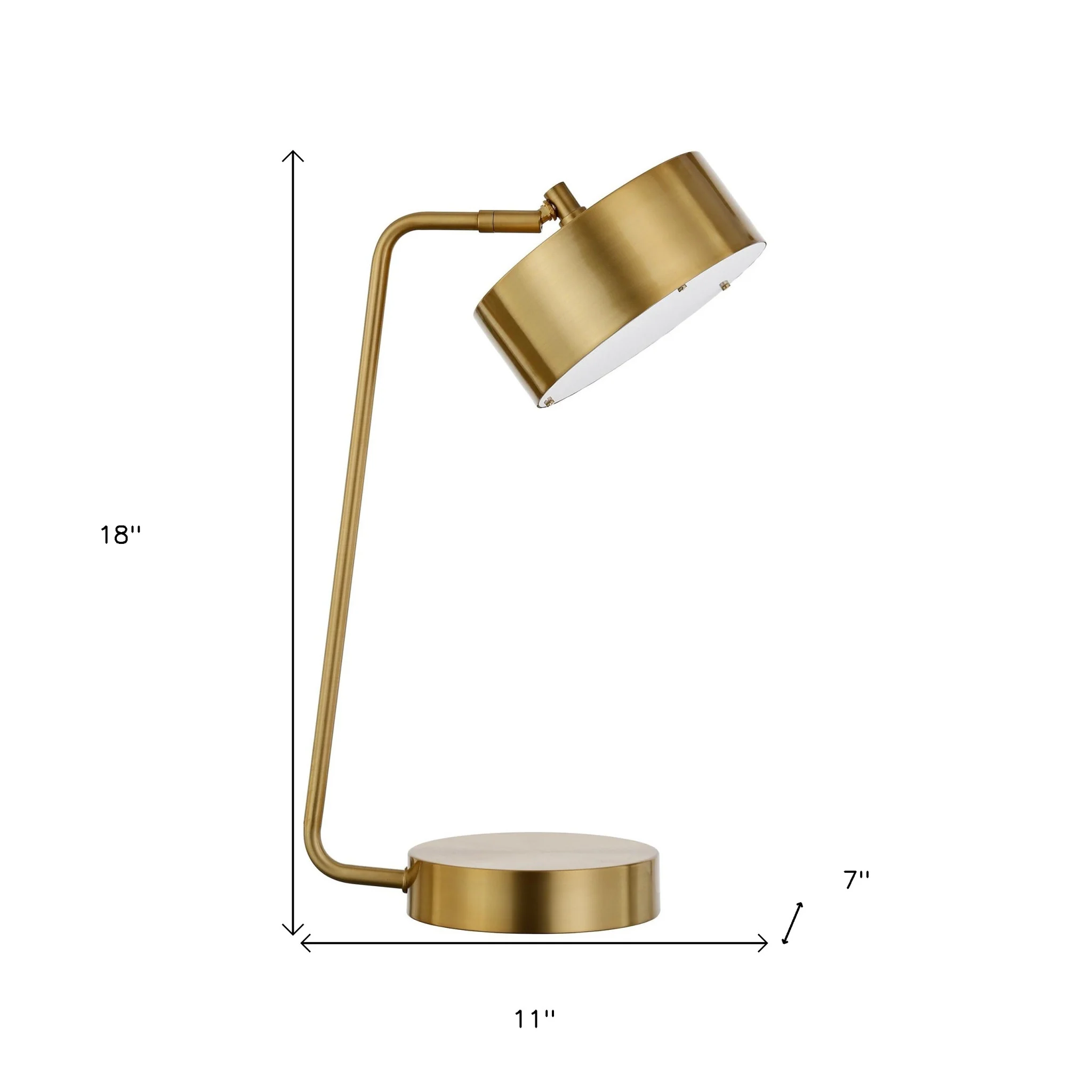 Brass Metal Desk Table Lamp With Brass Drum Shade By Homeroots - Image 7