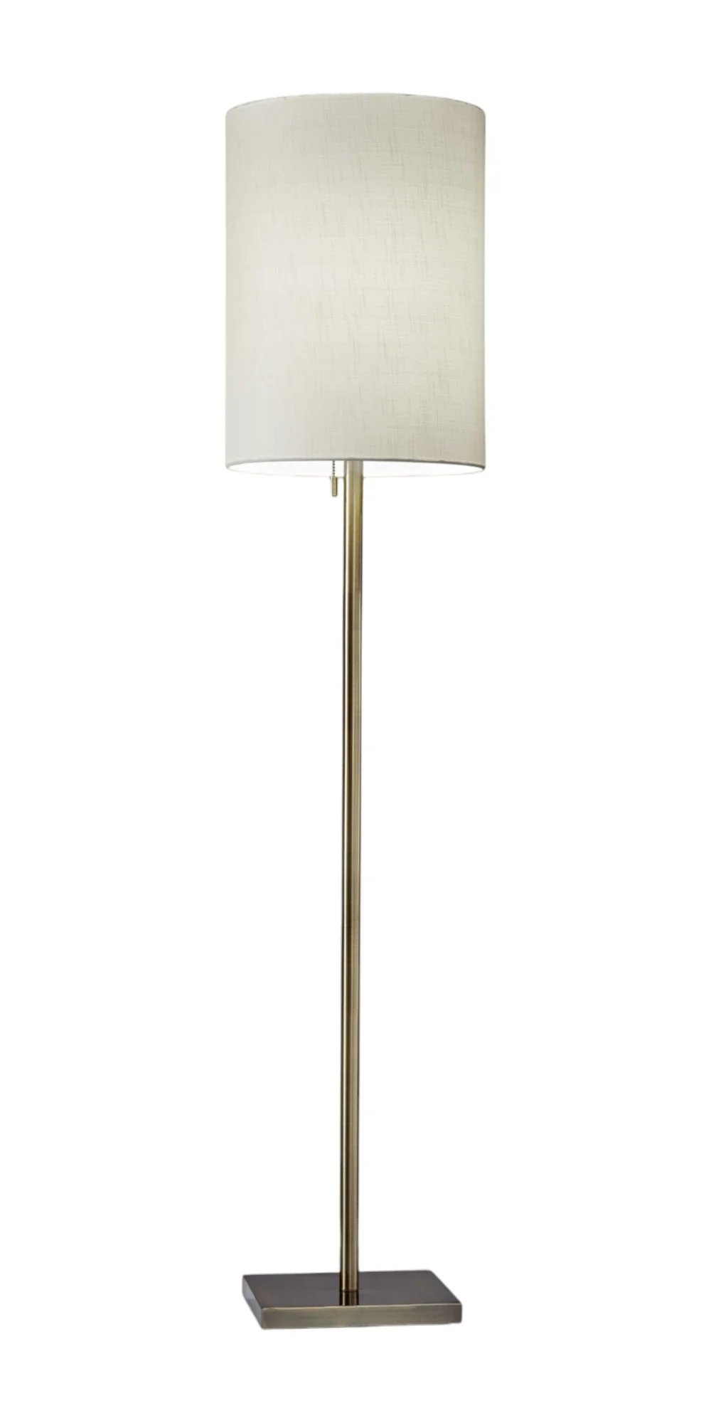 Brass Metal Floor Lamp With White Fabric Cylinder Shade By Homeroots - Image 2