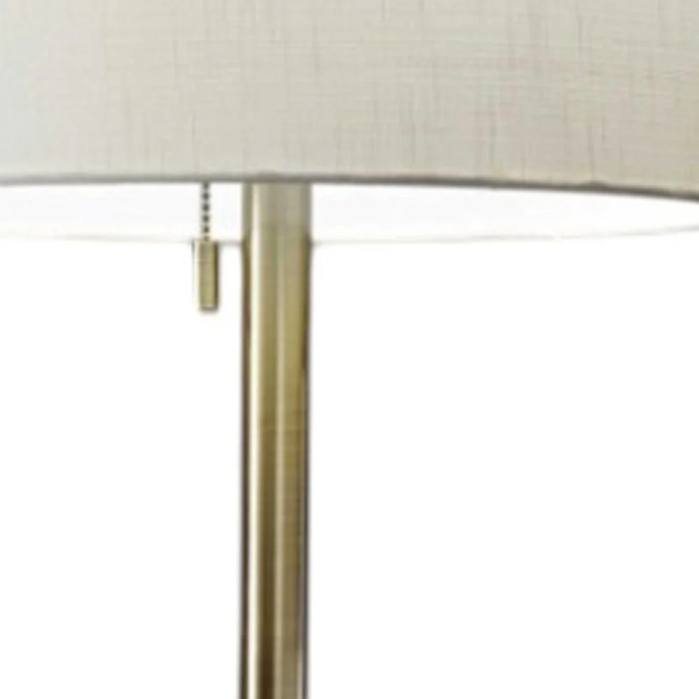 Brass Metal Floor Lamp With White Fabric Cylinder Shade By Homeroots - Image 3
